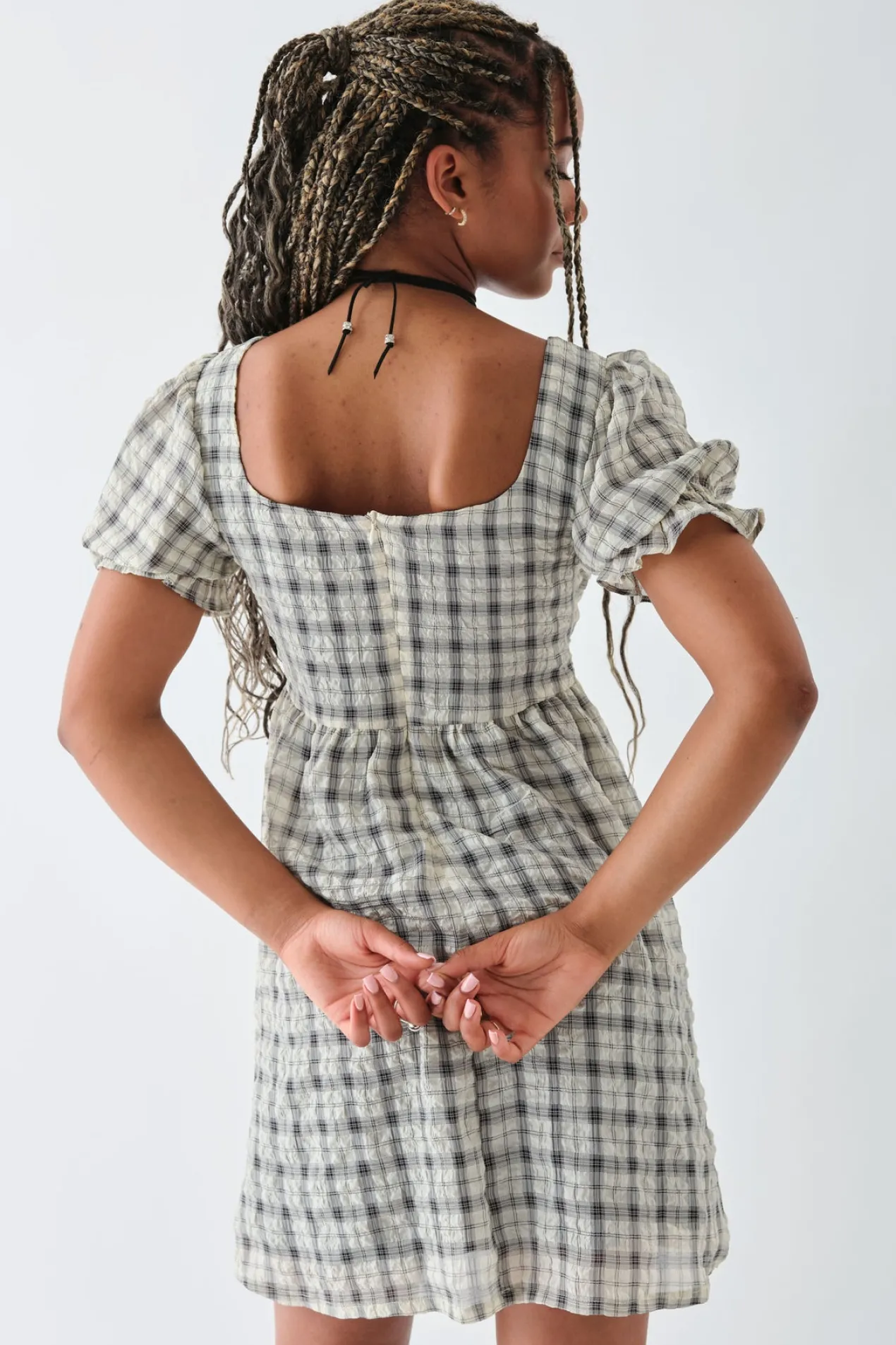Women Daisy Street Dresses-Check Smock Dress