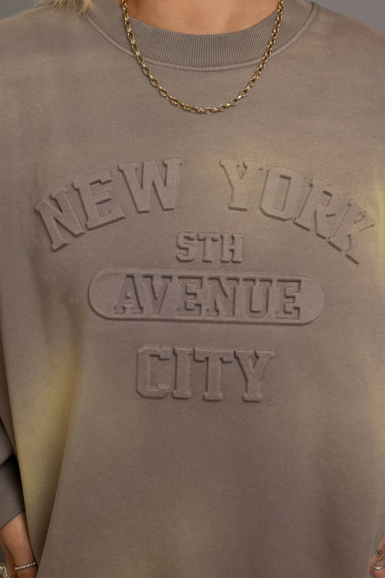 Women Daisy Street Hoodies & Sweatshirts-Crew Neck Sweat With Embossed Text