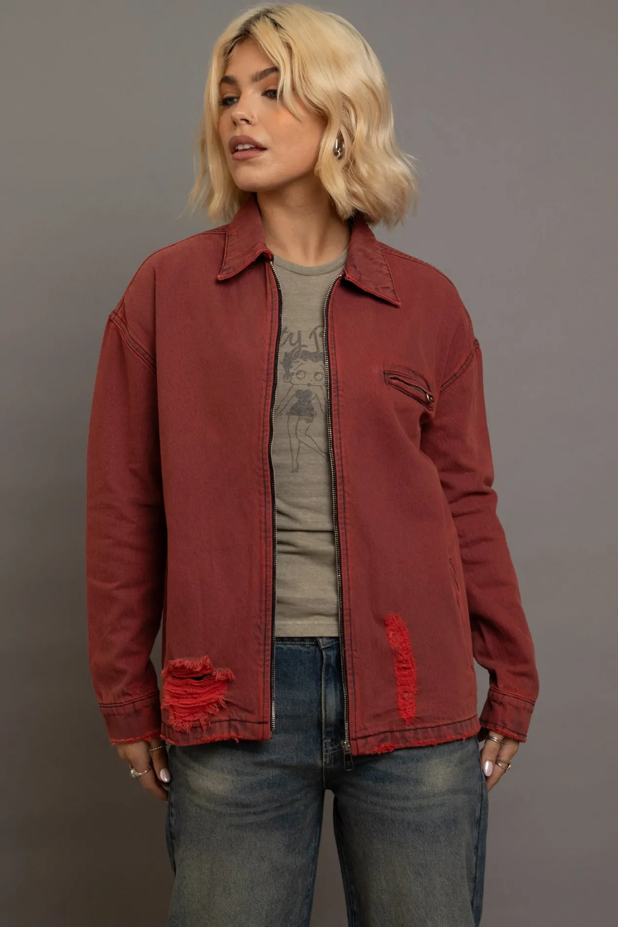 Women Daisy Street Jackets-Denim Jacket With Embroidery Artwork
