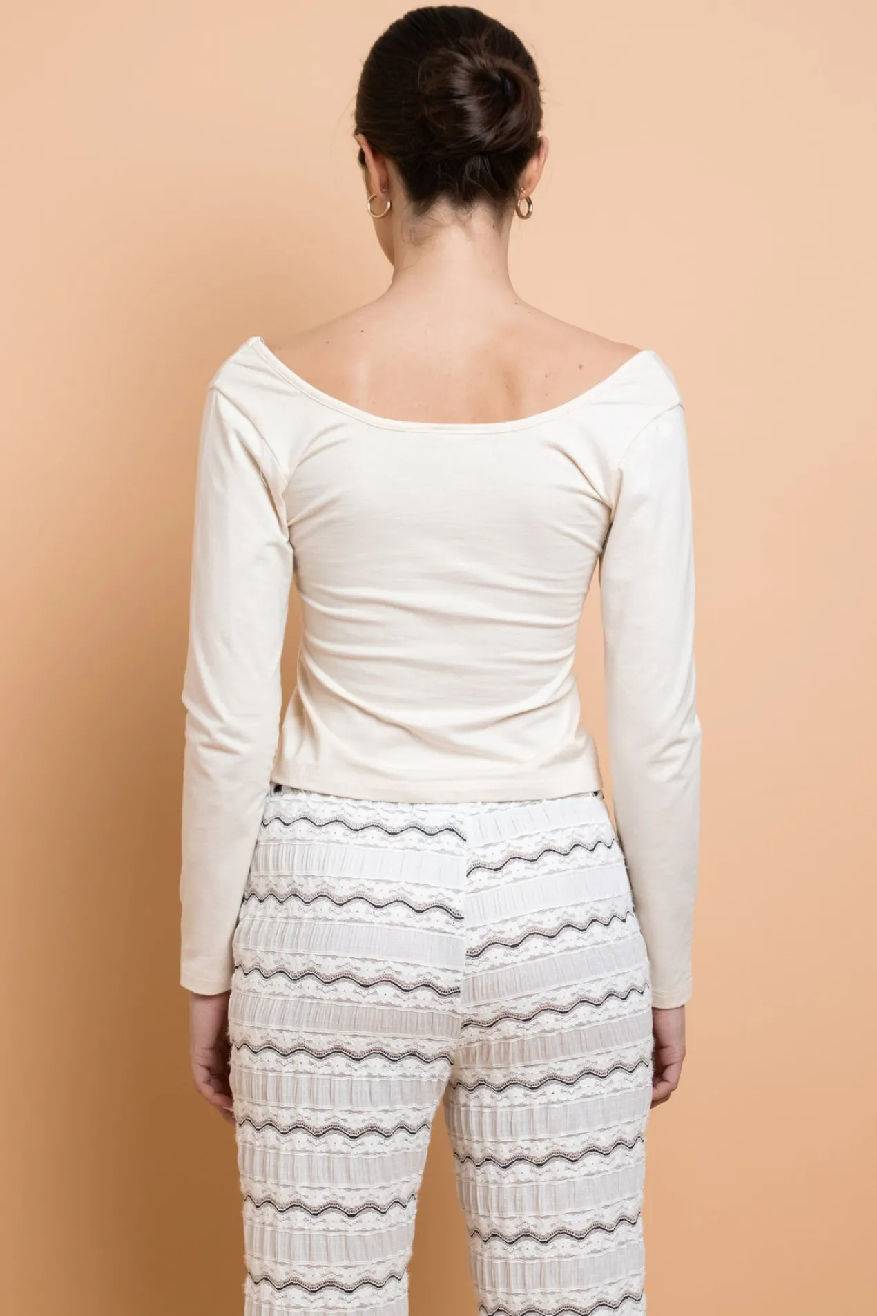 Women Daisy Street Tops-Embroidered Detail Long Sleeve Tee