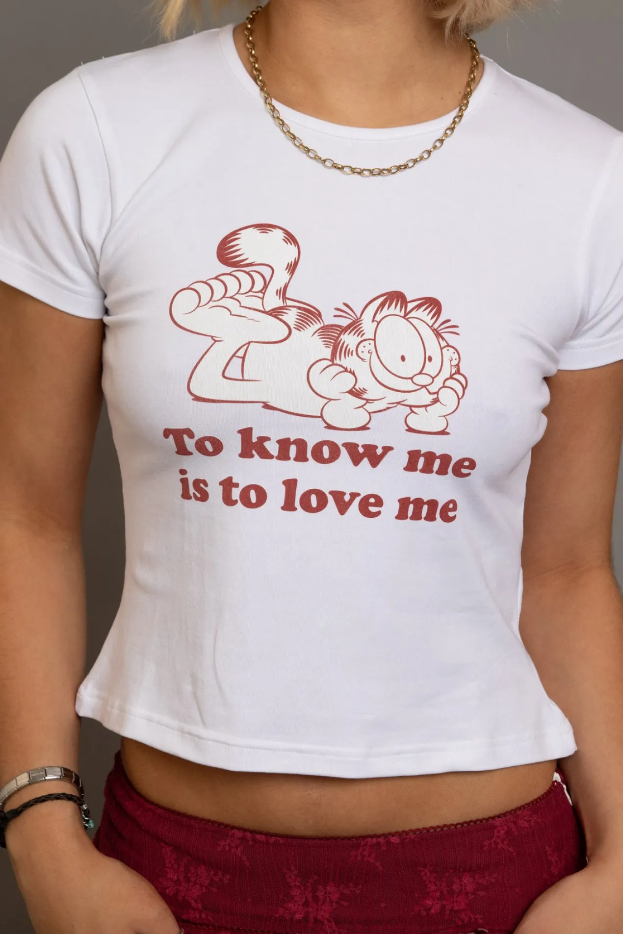 Women Daisy Street Tops | T-Shirts-Garfield To Know Me Is To Love Me Baby Tee