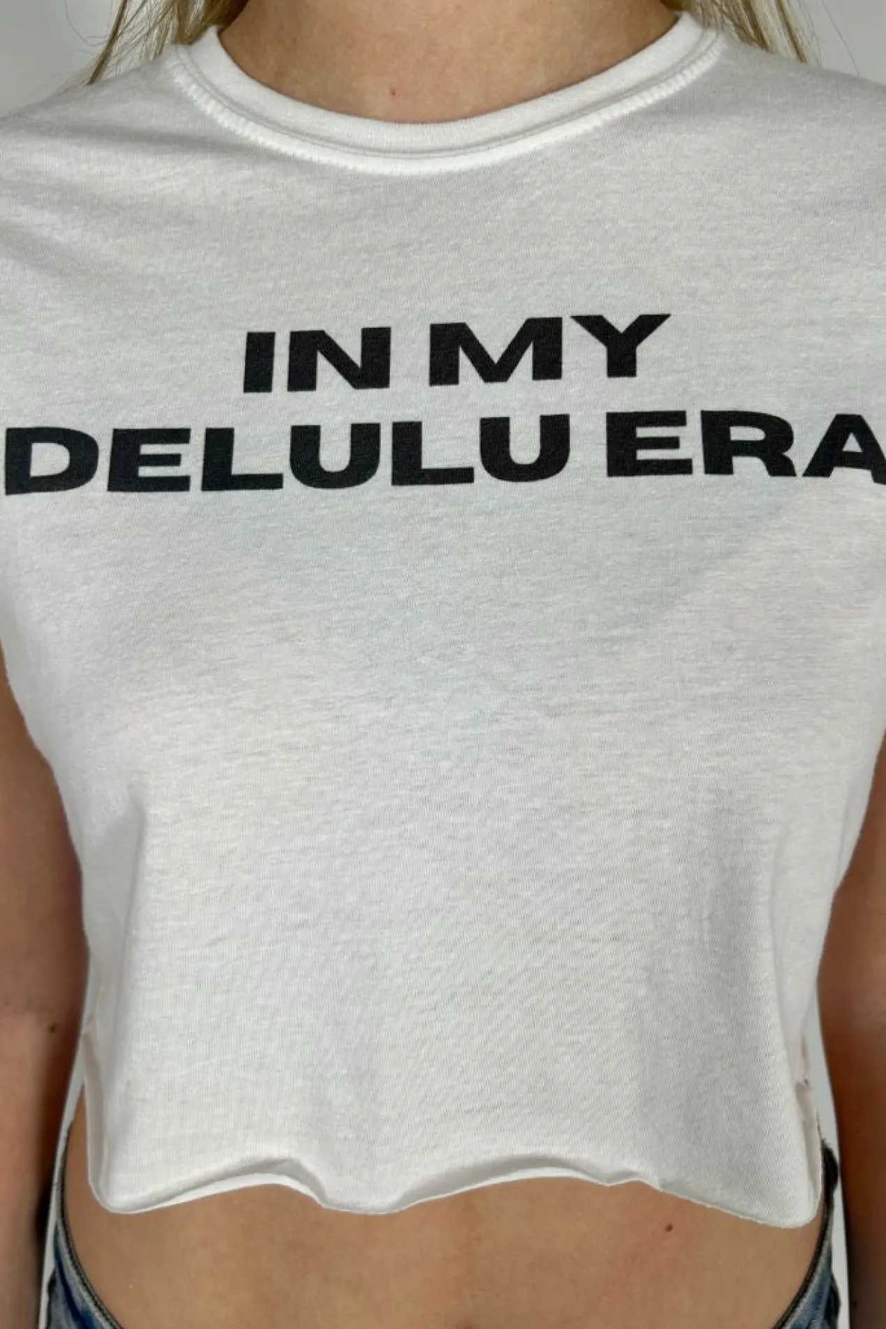 Women Daisy Street T-Shirts-In My Delulu Era Cropped Tee