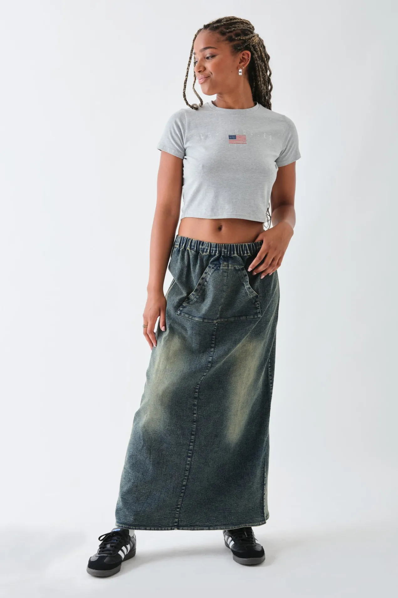 Women Daisy Street T-Shirts-LA Cropped Baby Tee
