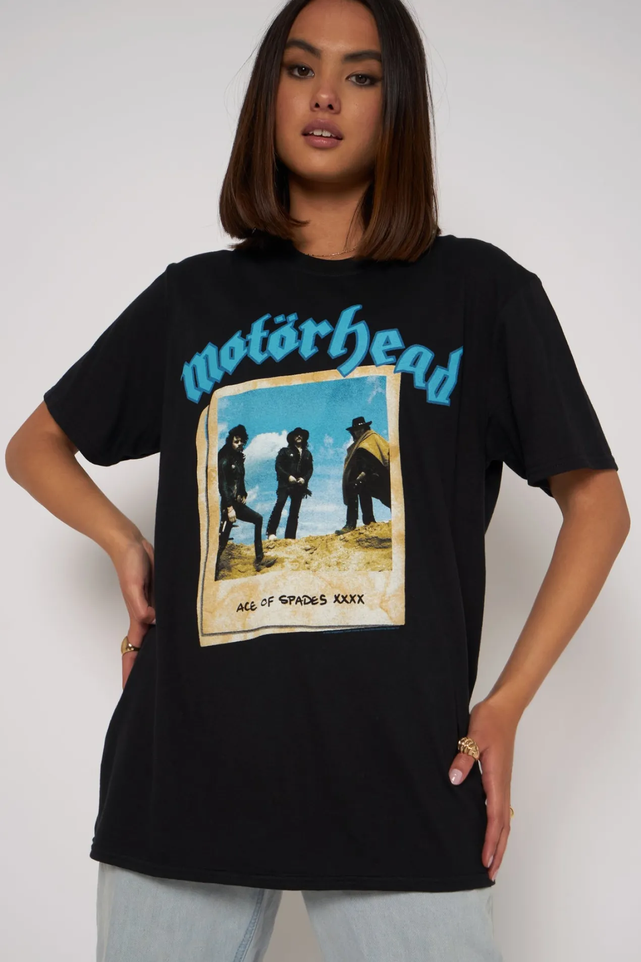 Women Daisy Street T-Shirts-Licensed Relaxed T-Shirt With Motorhead Print