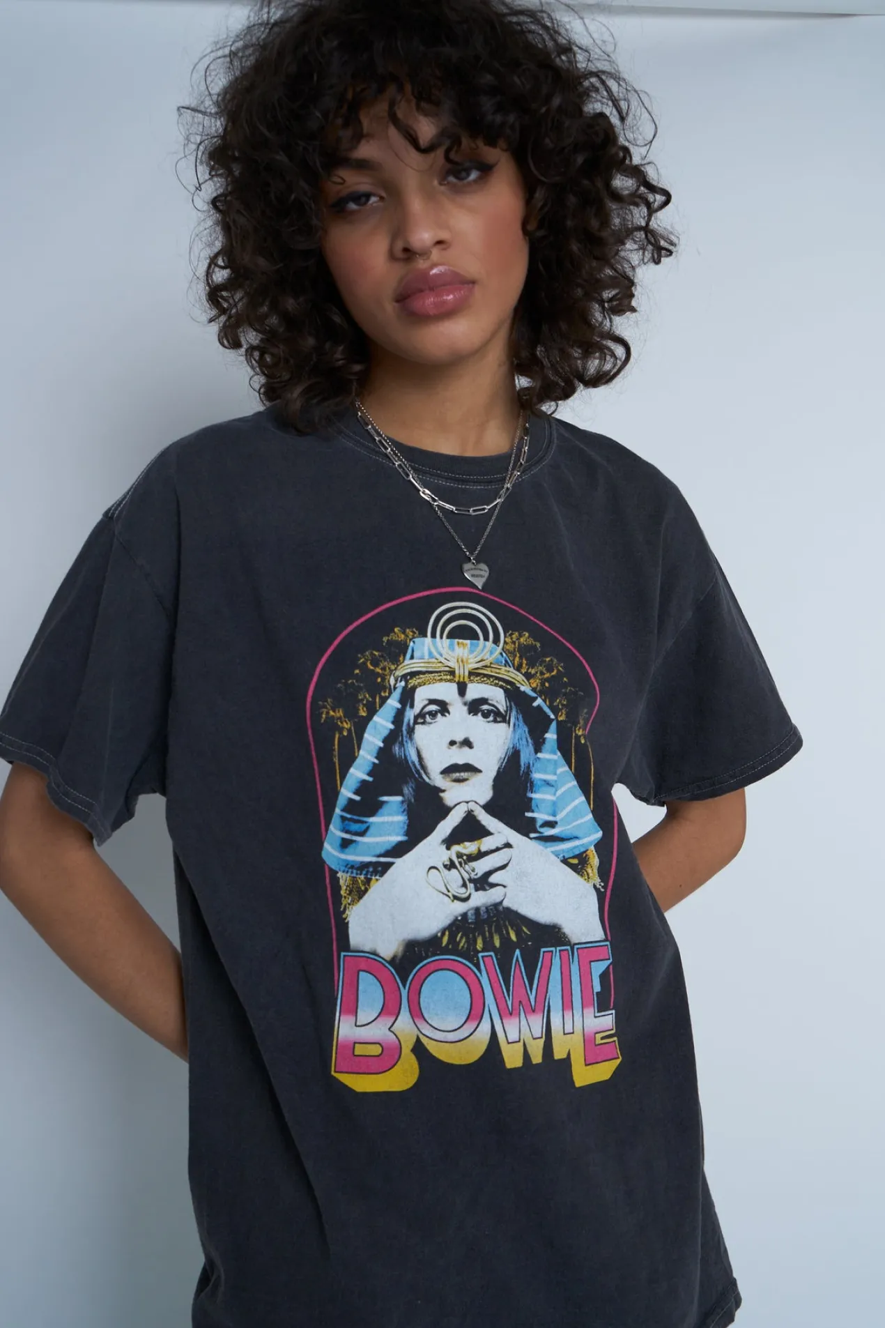 Women Daisy Street T-Shirts-Licensed Relaxed T-Shirt With Bowie Print