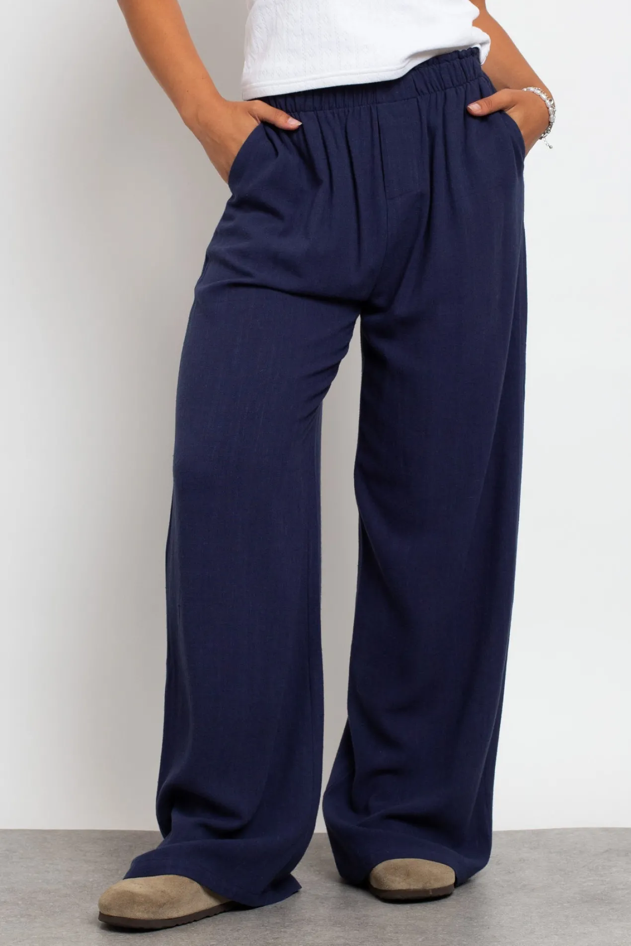 Women Daisy Street Trousers-Mid Rise Wide Leg Joggers