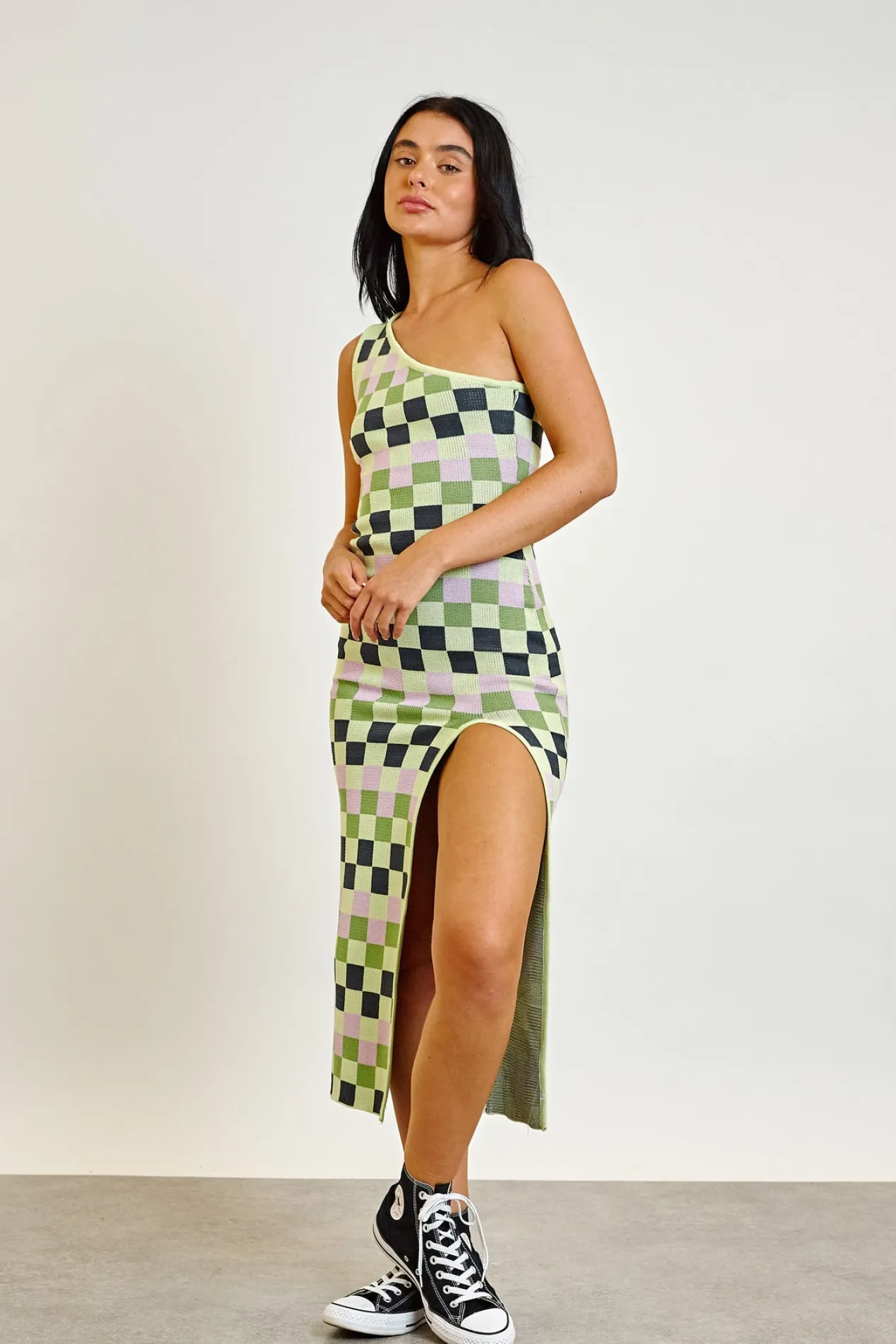 Women Daisy Street Dresses-One Shoulder Knitted Dress