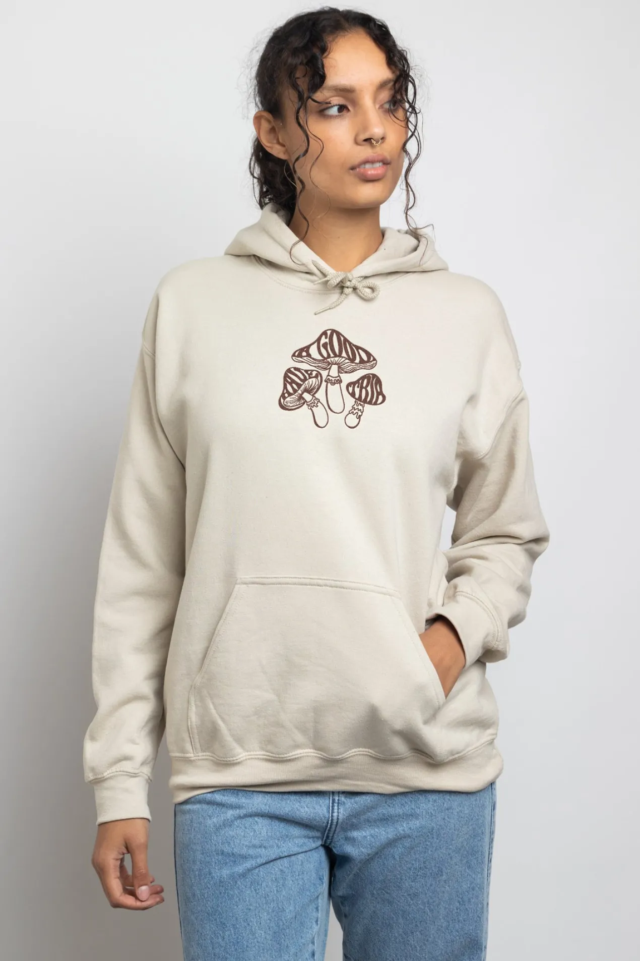 Women Daisy Street Hoodies & Sweatshirts-Oversized Hoodie with Have A Good Trip Print