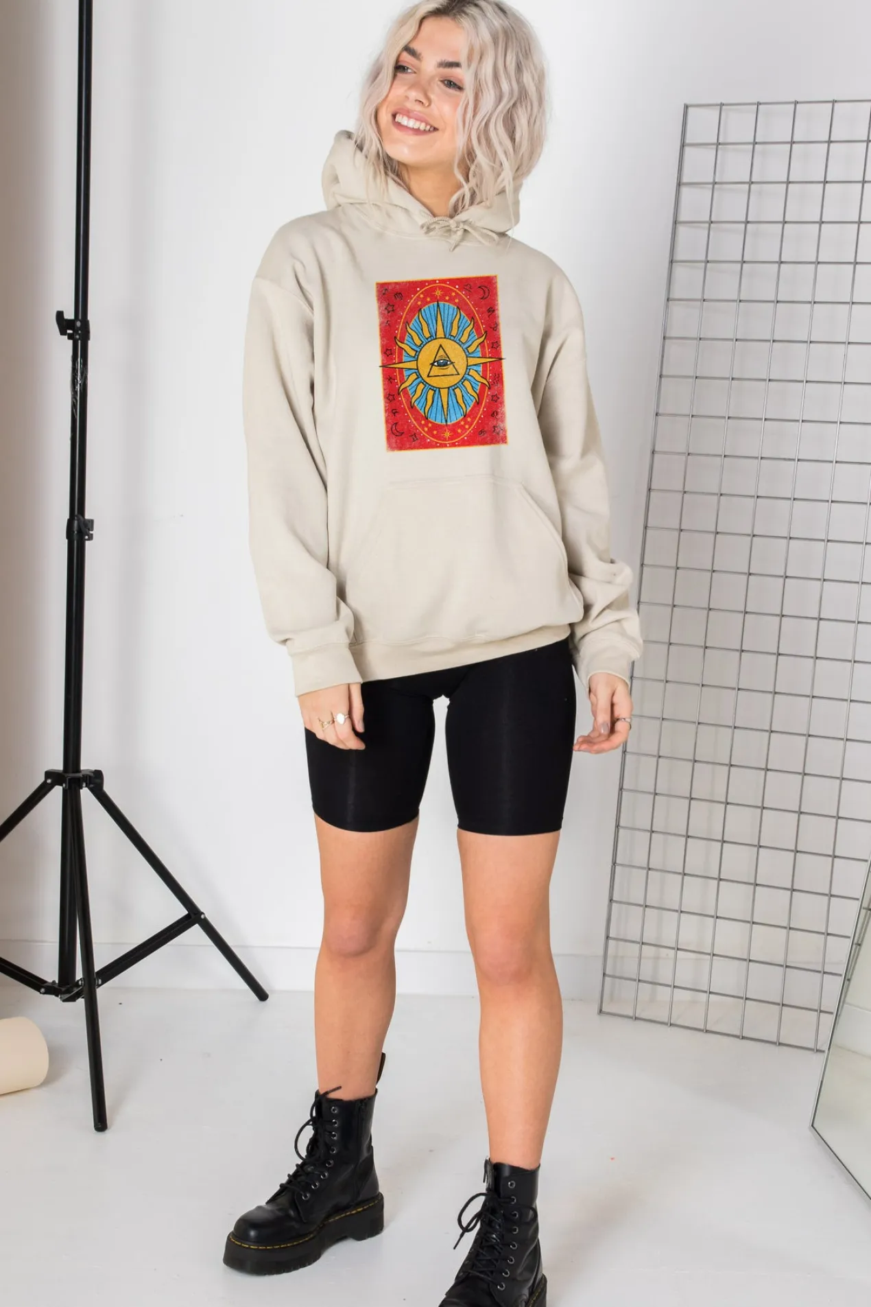 Women Daisy Street Hoodies & Sweatshirts-Oversized Hoodie with Tarot Print