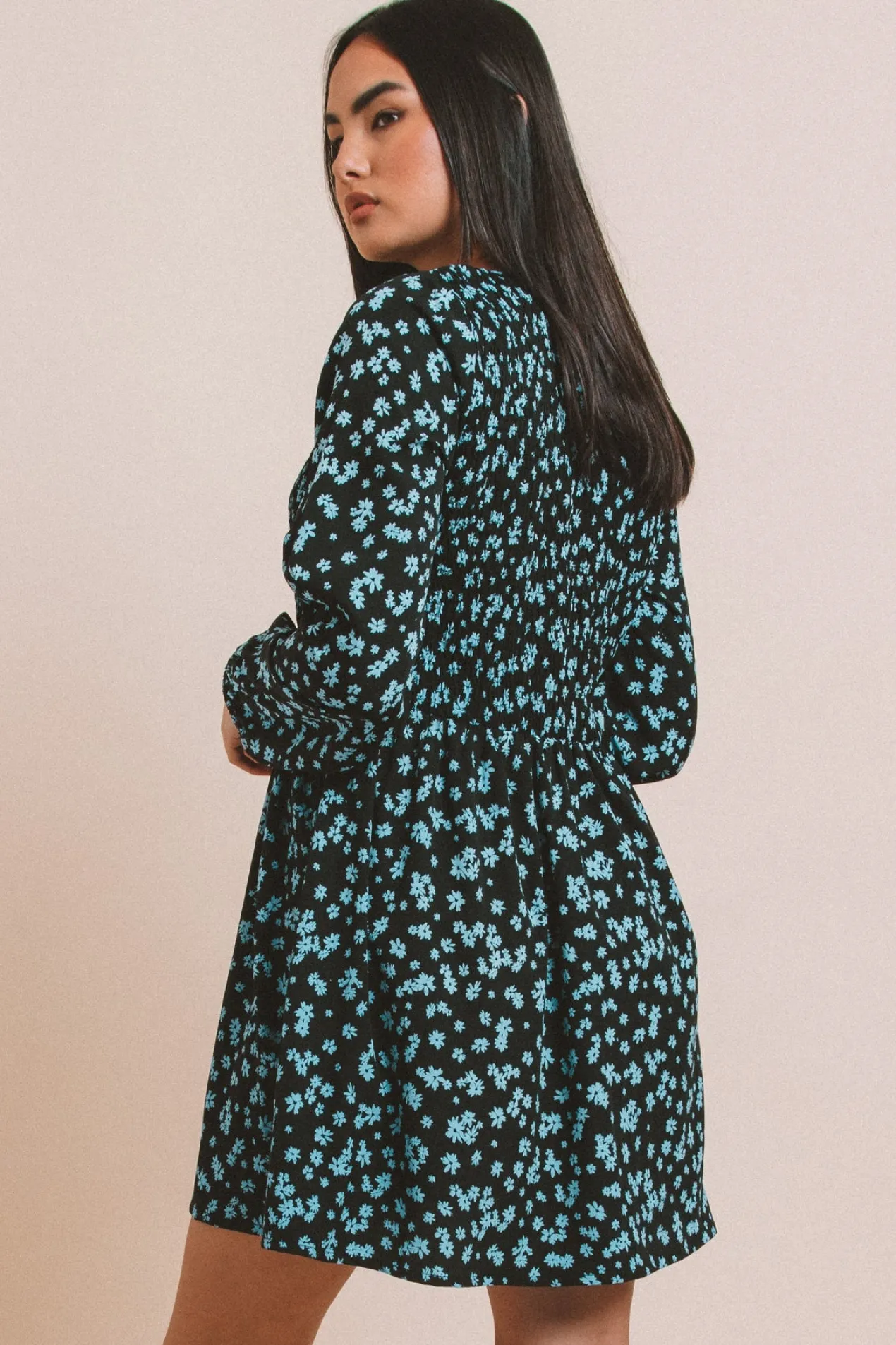 Women Daisy Street Dresses-Printed Shirred Smock Dress