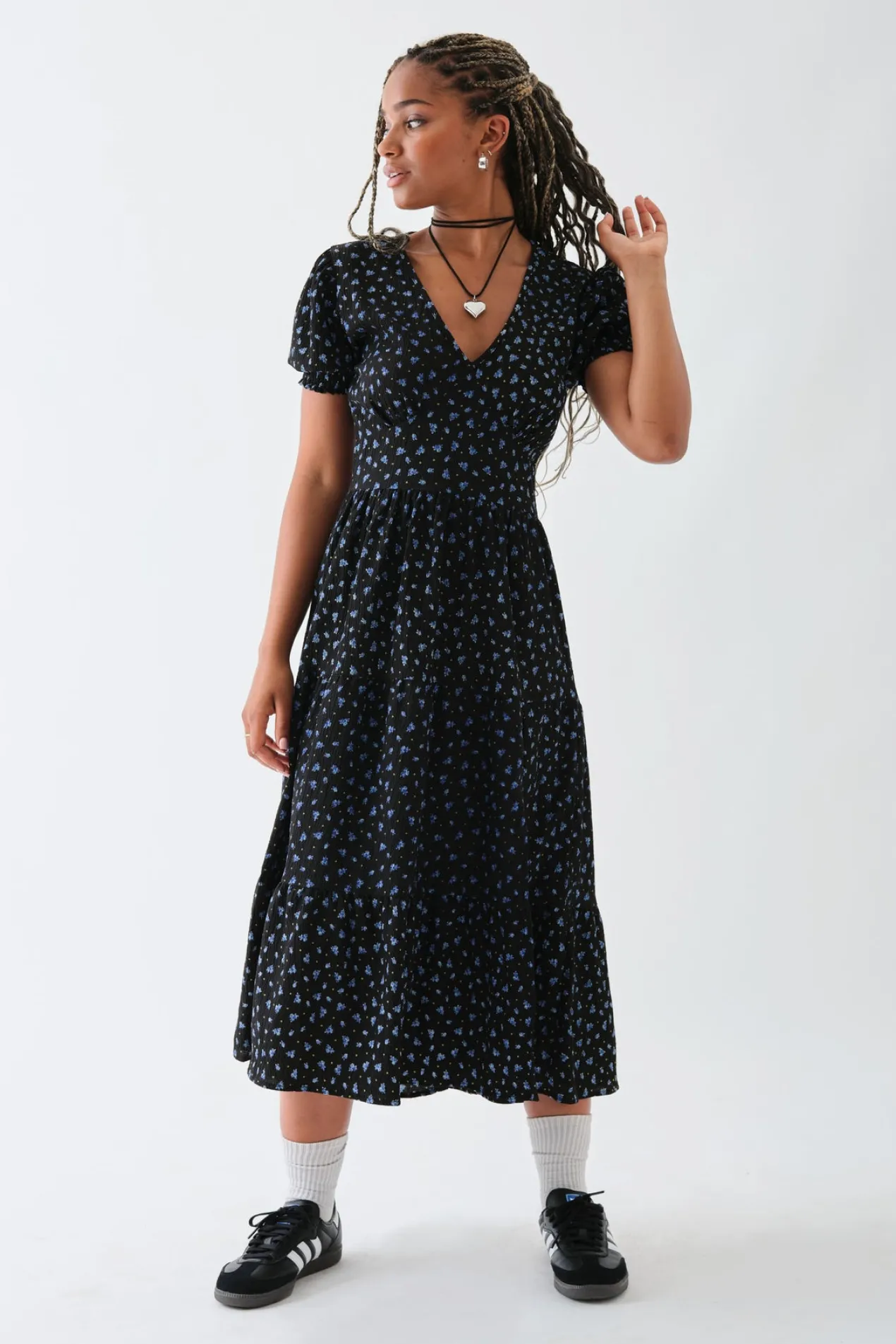 Women Daisy Street Dresses-Puff Sleeve Tier Dress