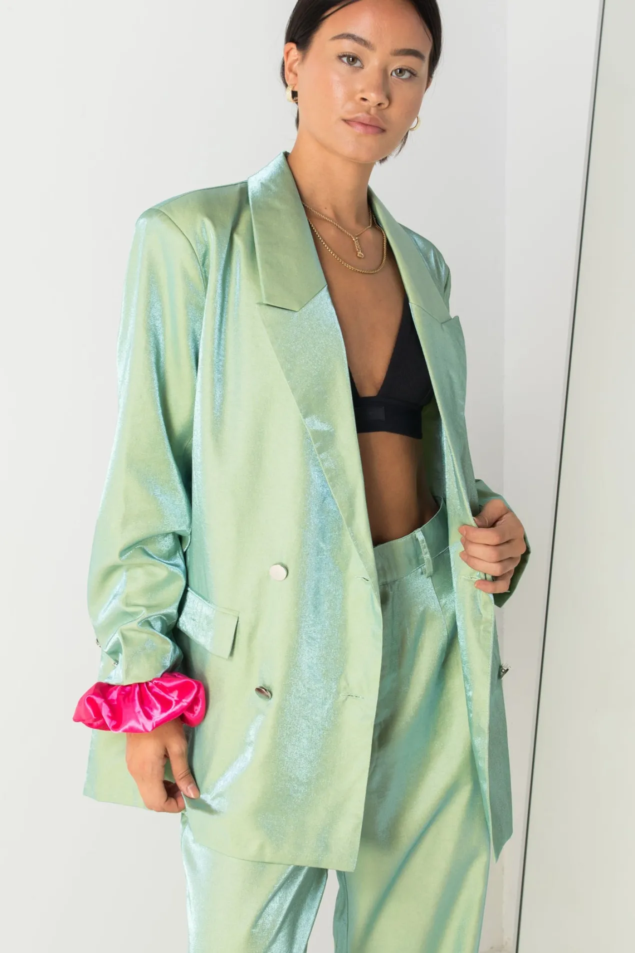 Women Daisy Street Jackets | Co-ords-Relaxed Tailored Blazer in Iridescent Co-ord