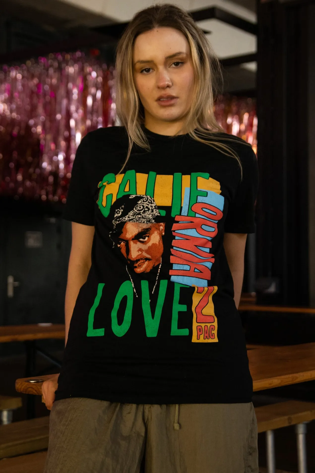 Women Daisy Street Band Tees | T-Shirts-Relaxed T-Shirt with Tupac Cali Love Print