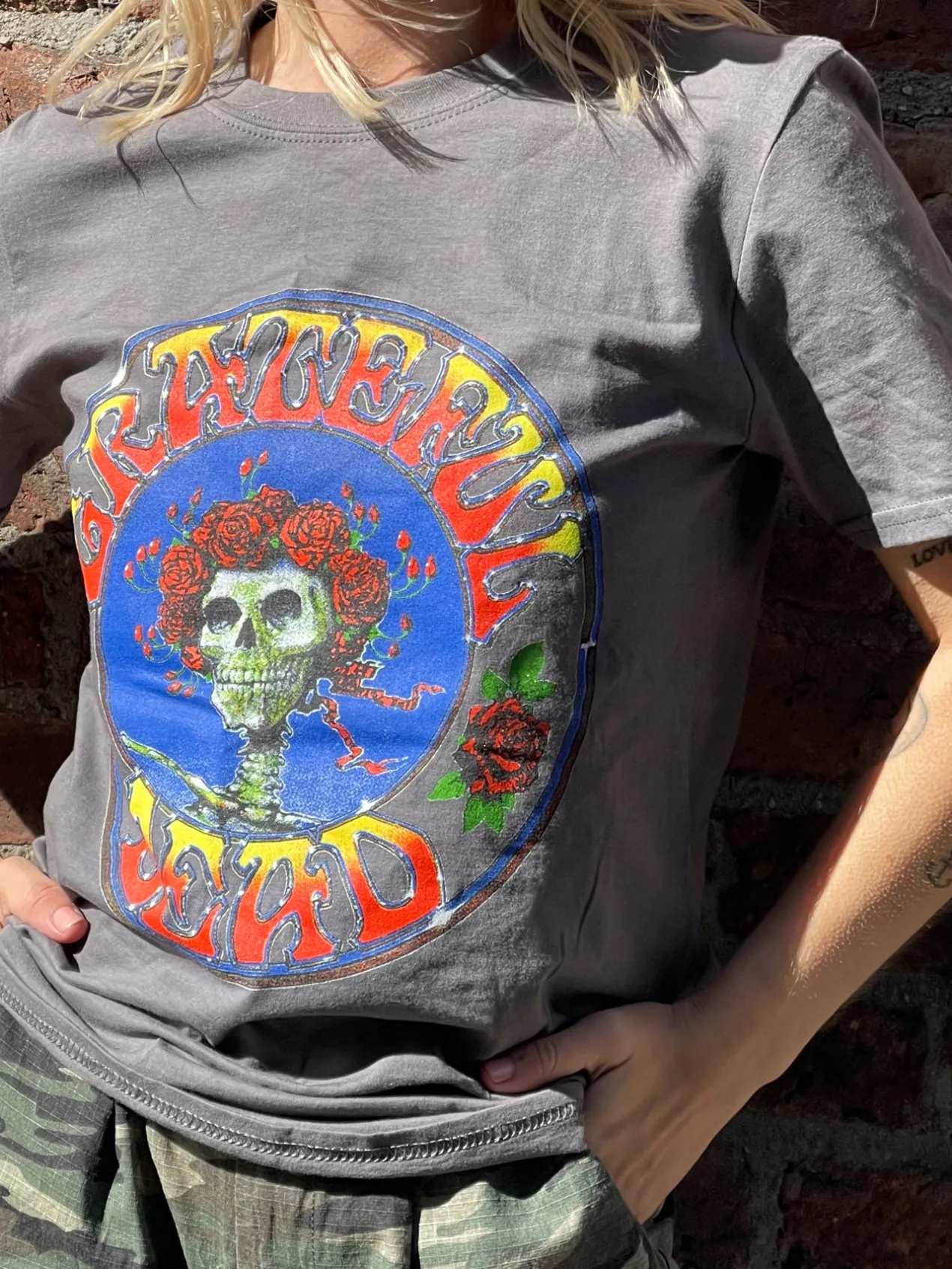 Women Daisy Street Band Tees-Relaxed T-Shirt with Grateful Dead Print