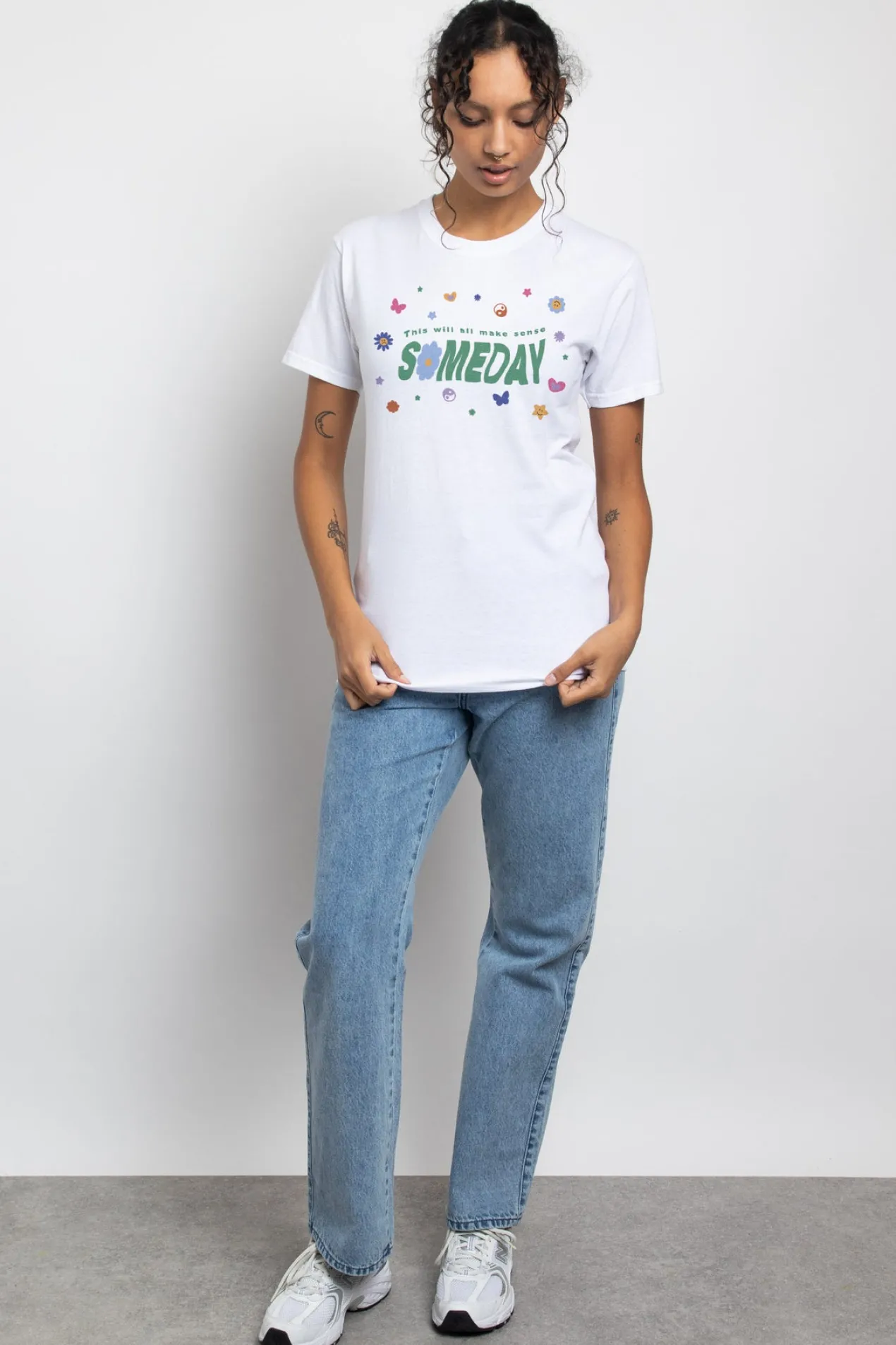 Women Daisy Street T-Shirts-Relaxed T-Shirt with Someday Print