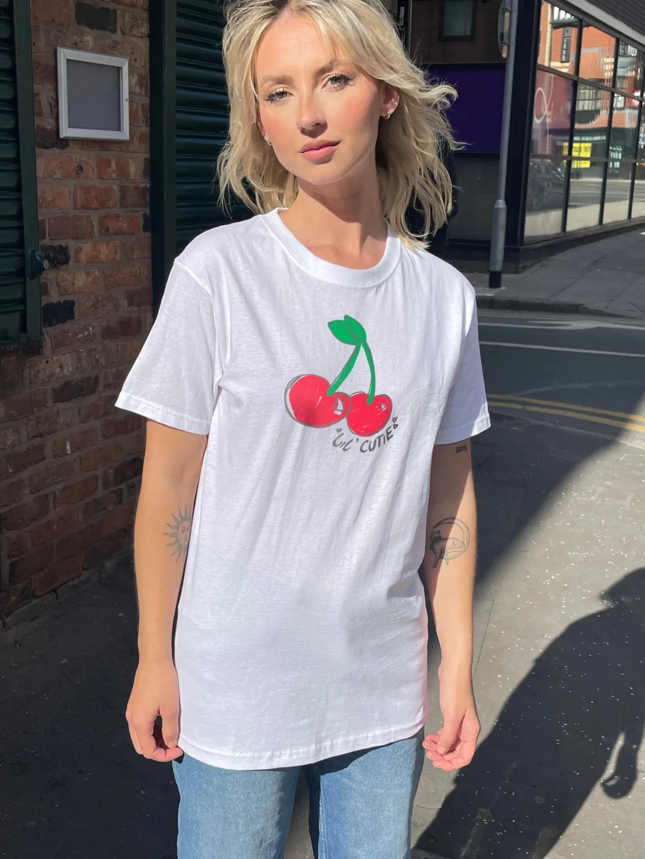 Women Daisy Street T-Shirts-Relaxed T-Shirt with Lil Cutie Graphic