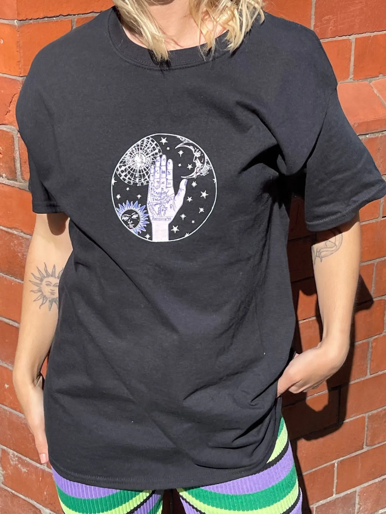 Women Daisy Street T-Shirts-Relaxed T-Shirt with Palmistry Print