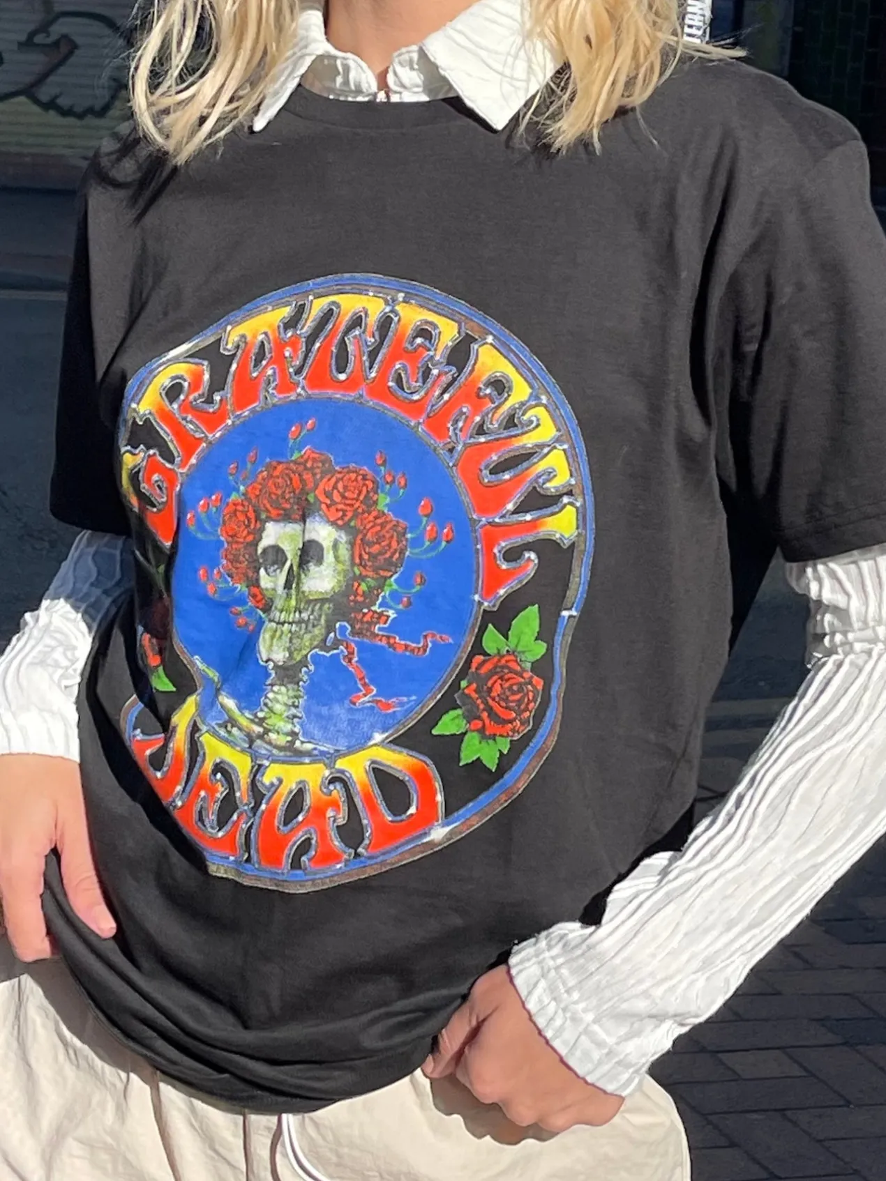 Women Daisy Street T-Shirts-Relaxed T-Shirt with Grateful Dead Print