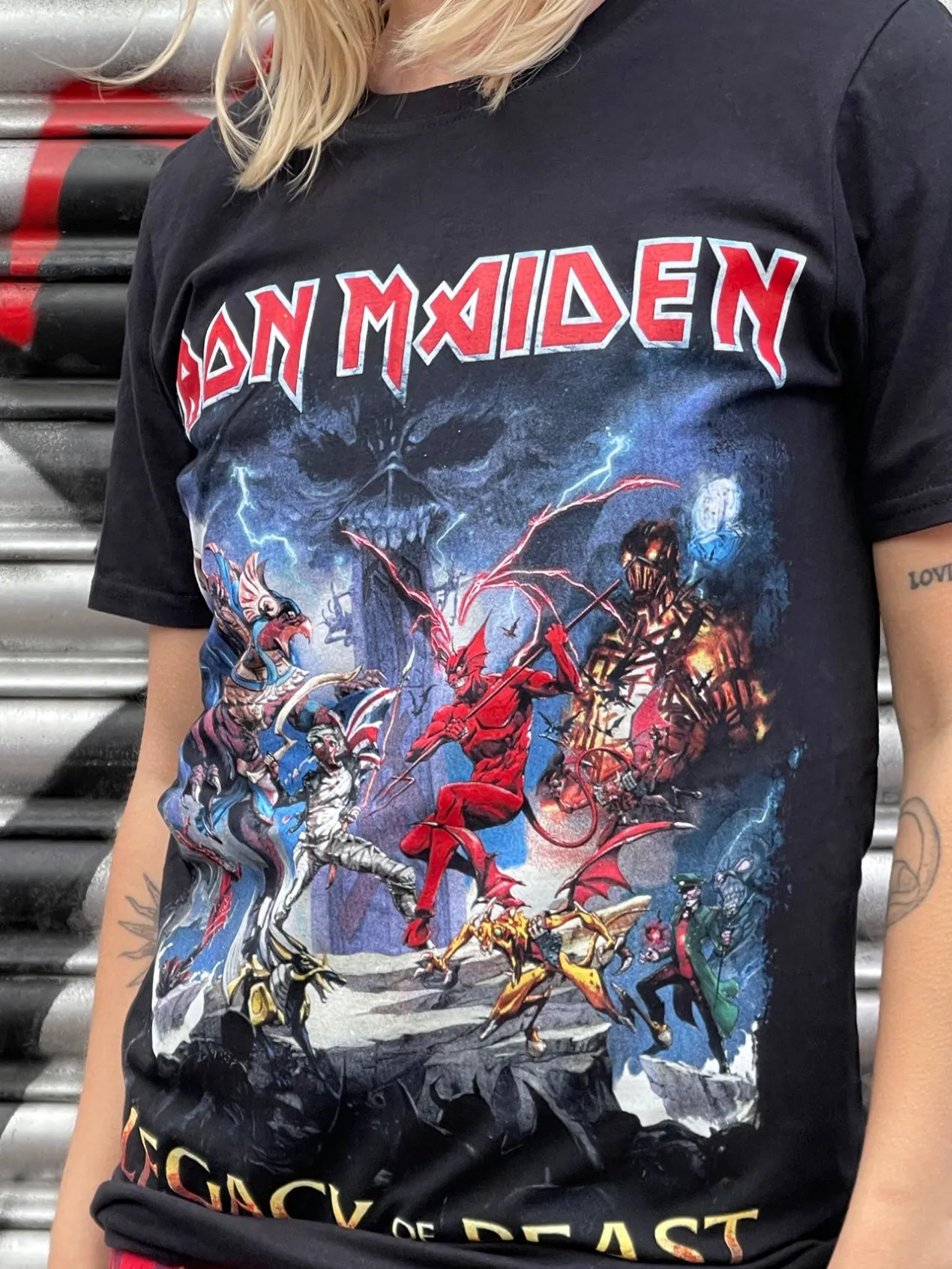 Women Daisy Street Band Tees-Relaxed T-Shirt with Iron Maiden Print