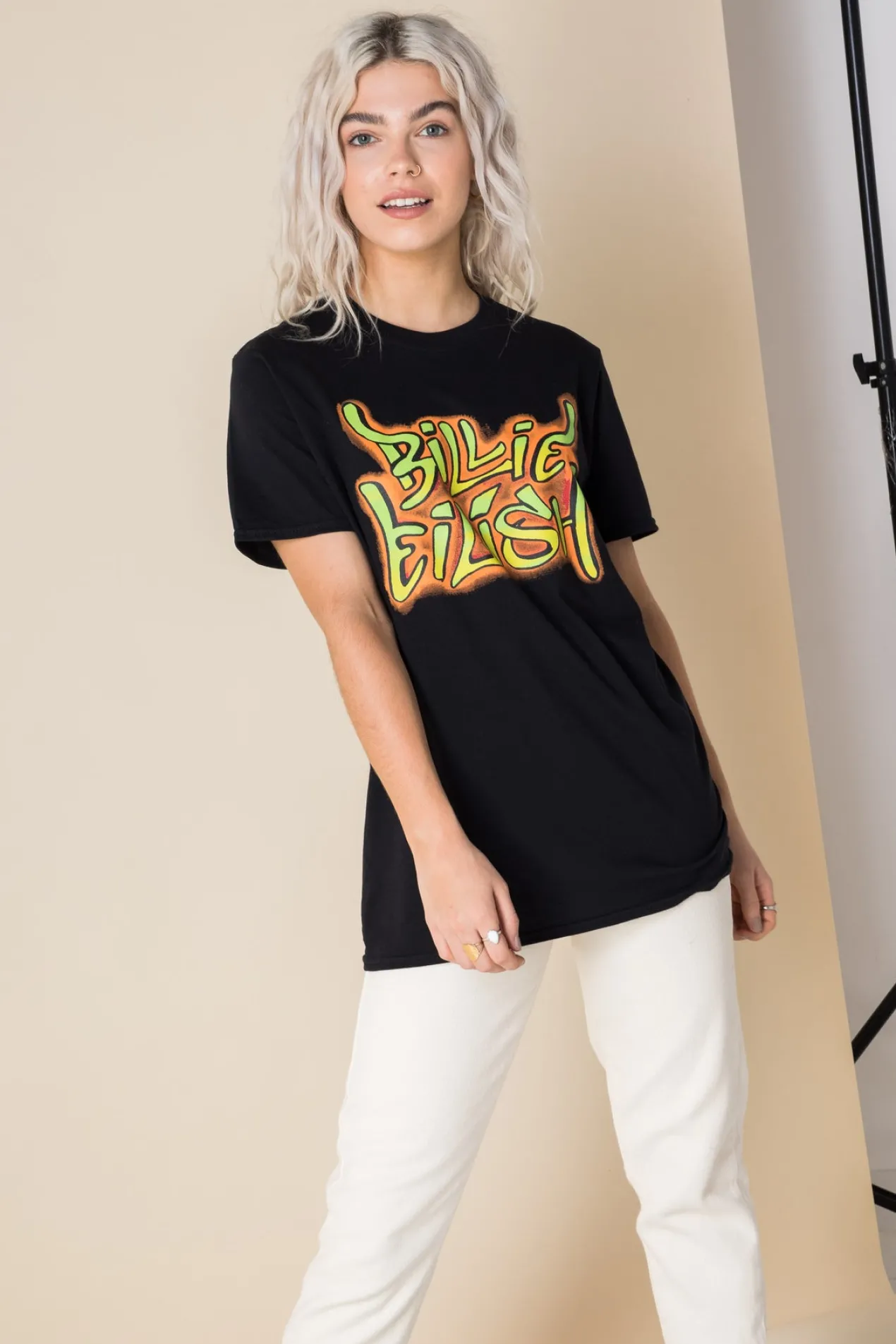 Women Daisy Street Band Tees | T-Shirts-Relaxed T-Shirt with Billie Eilish Print