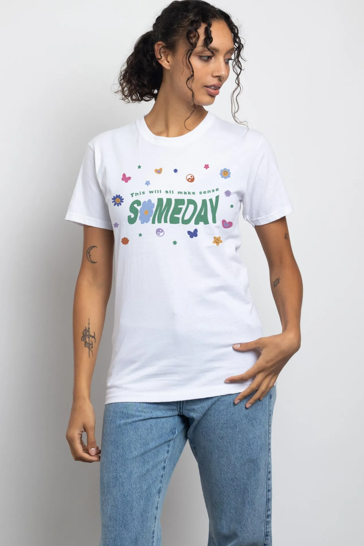 Women Daisy Street T-Shirts-Relaxed T-Shirt with Someday Print