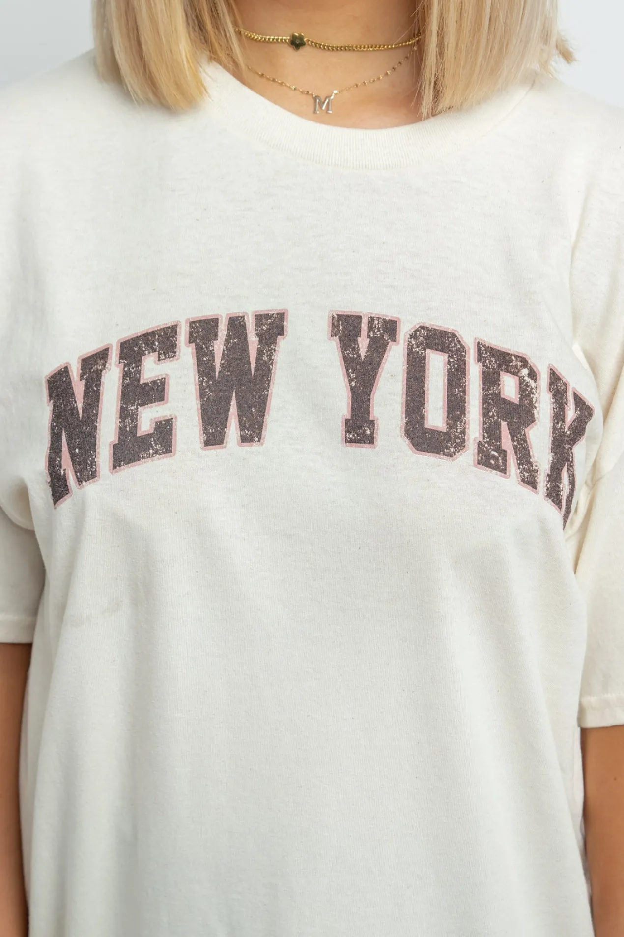 Women Daisy Street T-Shirts-Relaxed T-Shirt with New York Distressed Graphic