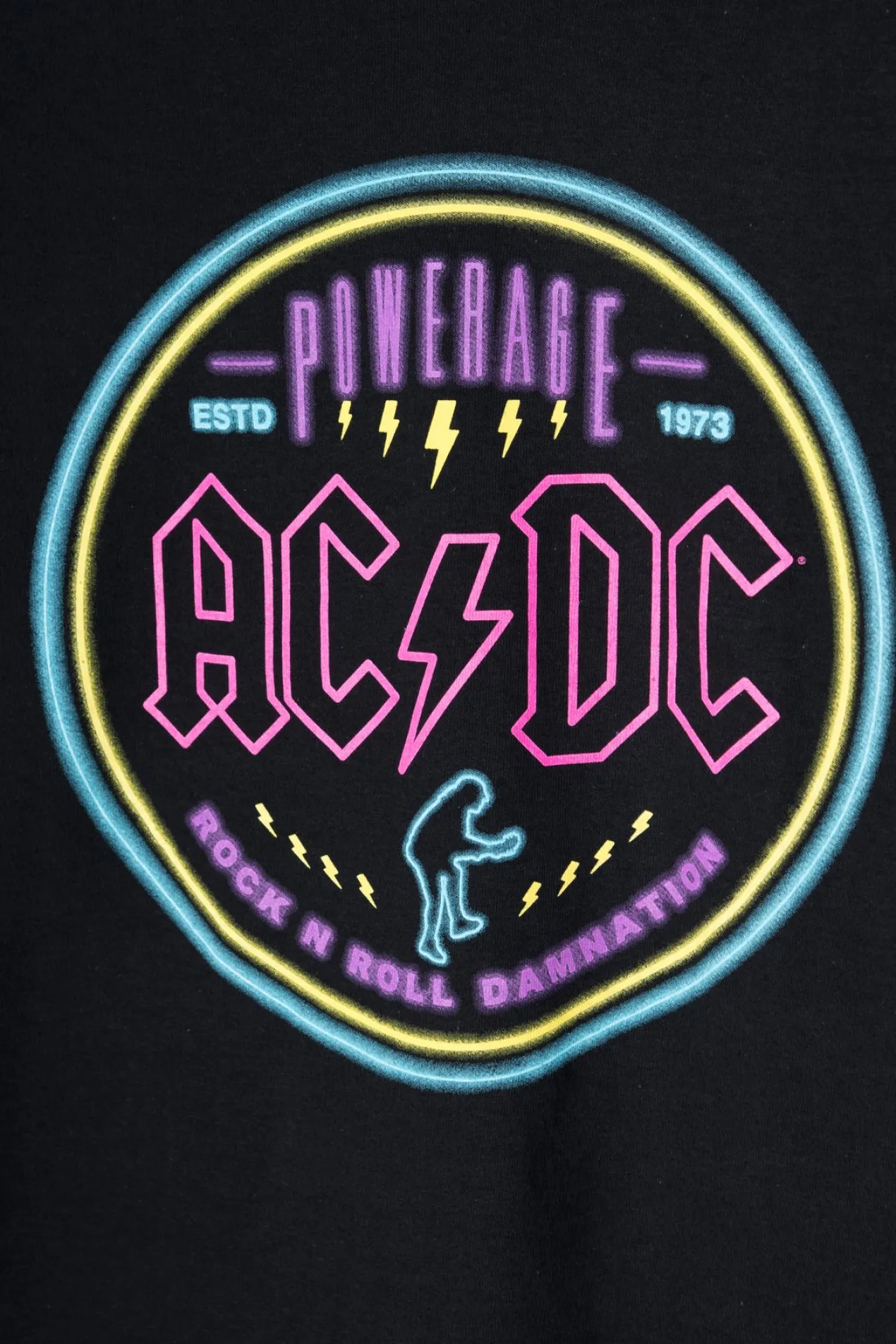 Women Daisy Street Band Tees | T-Shirts-Relaxed T-Shirt with Neon AC/DC Print
