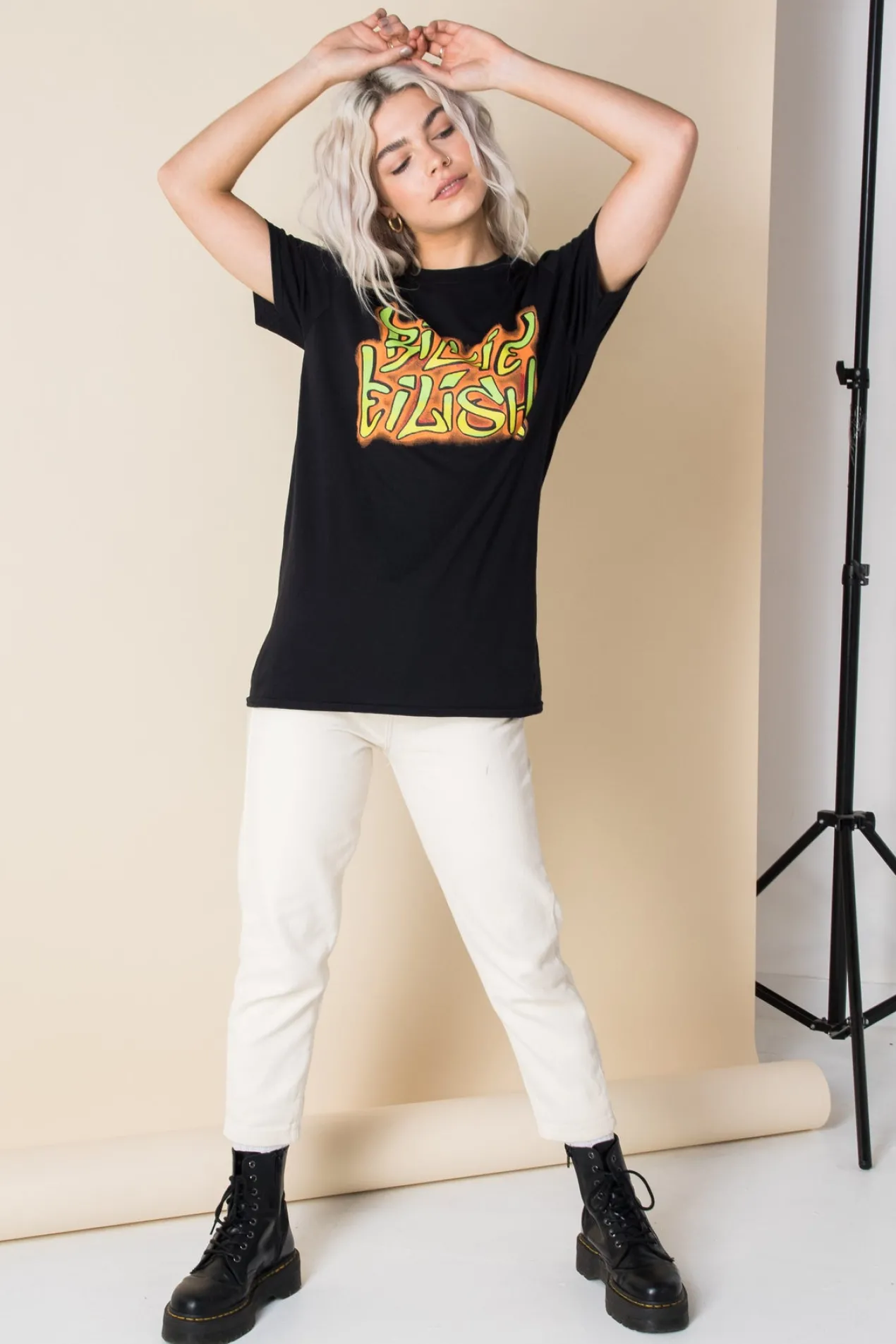 Women Daisy Street Band Tees | T-Shirts-Relaxed T-Shirt with Billie Eilish Print