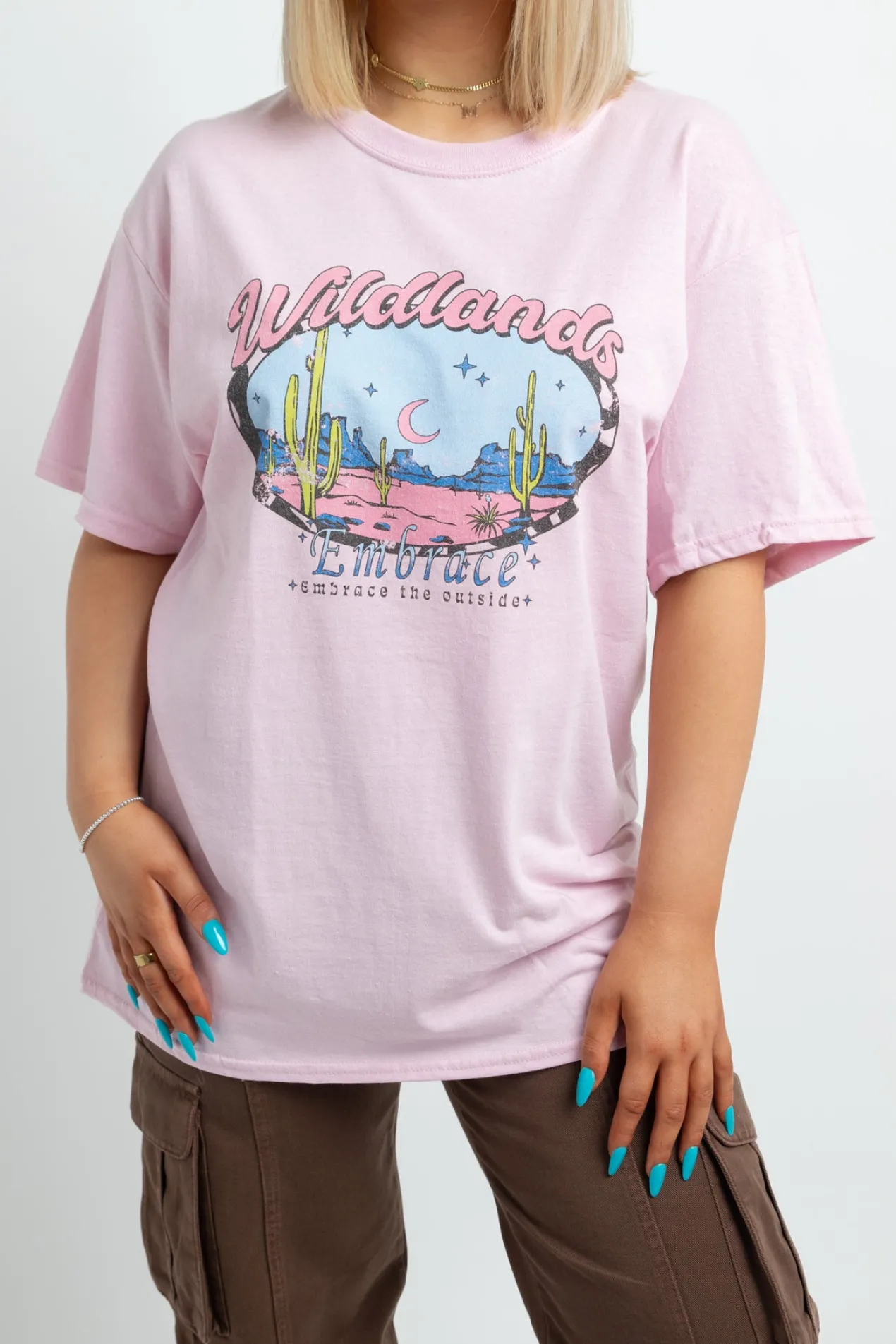 Women Daisy Street T-Shirts-Relaxed T-Shirt with Wildlands Print
