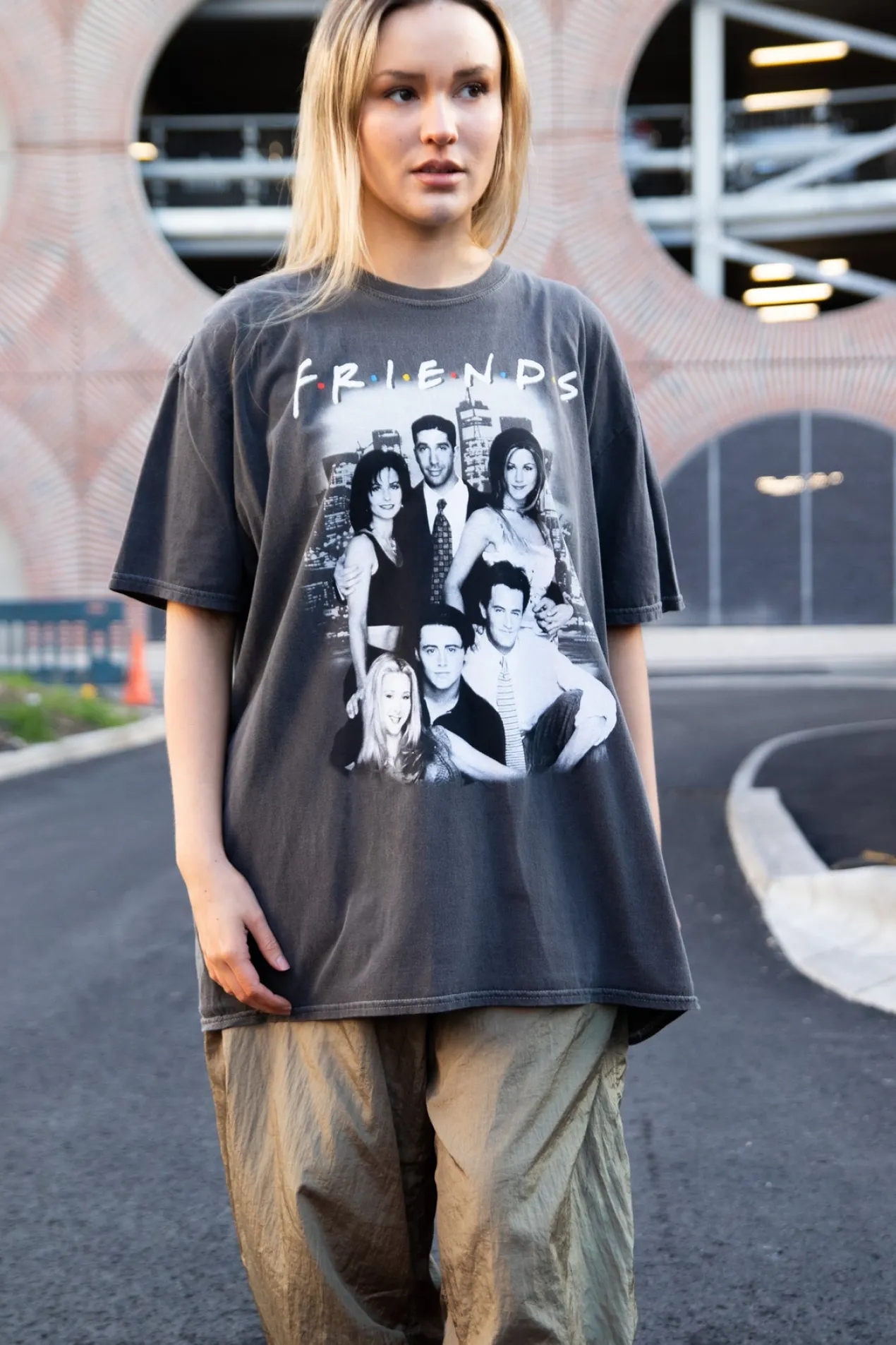 Women Daisy Street T-Shirts-Relaxed T-Shirt with Friends Print