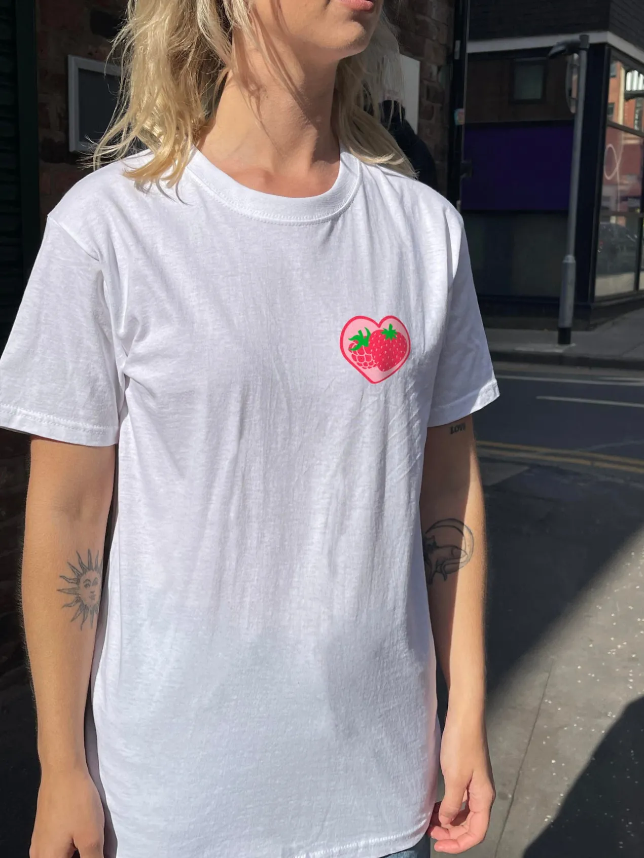 Women Daisy Street T-Shirts-Relaxed T-Shirt with Self Care Graphic with front and back print