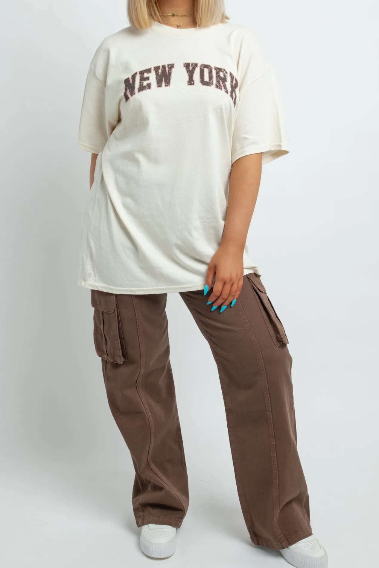 Women Daisy Street T-Shirts-Relaxed T-Shirt with New York Distressed Graphic