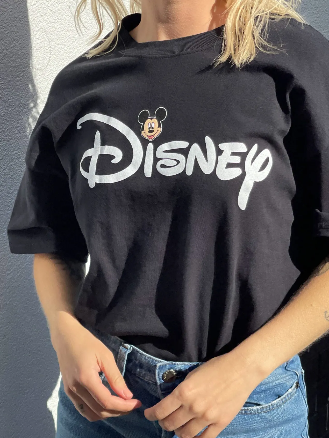 Women Daisy Street Tops | T-Shirts-Relaxed T-Shirt with Disney Logo and Mickey Face Print