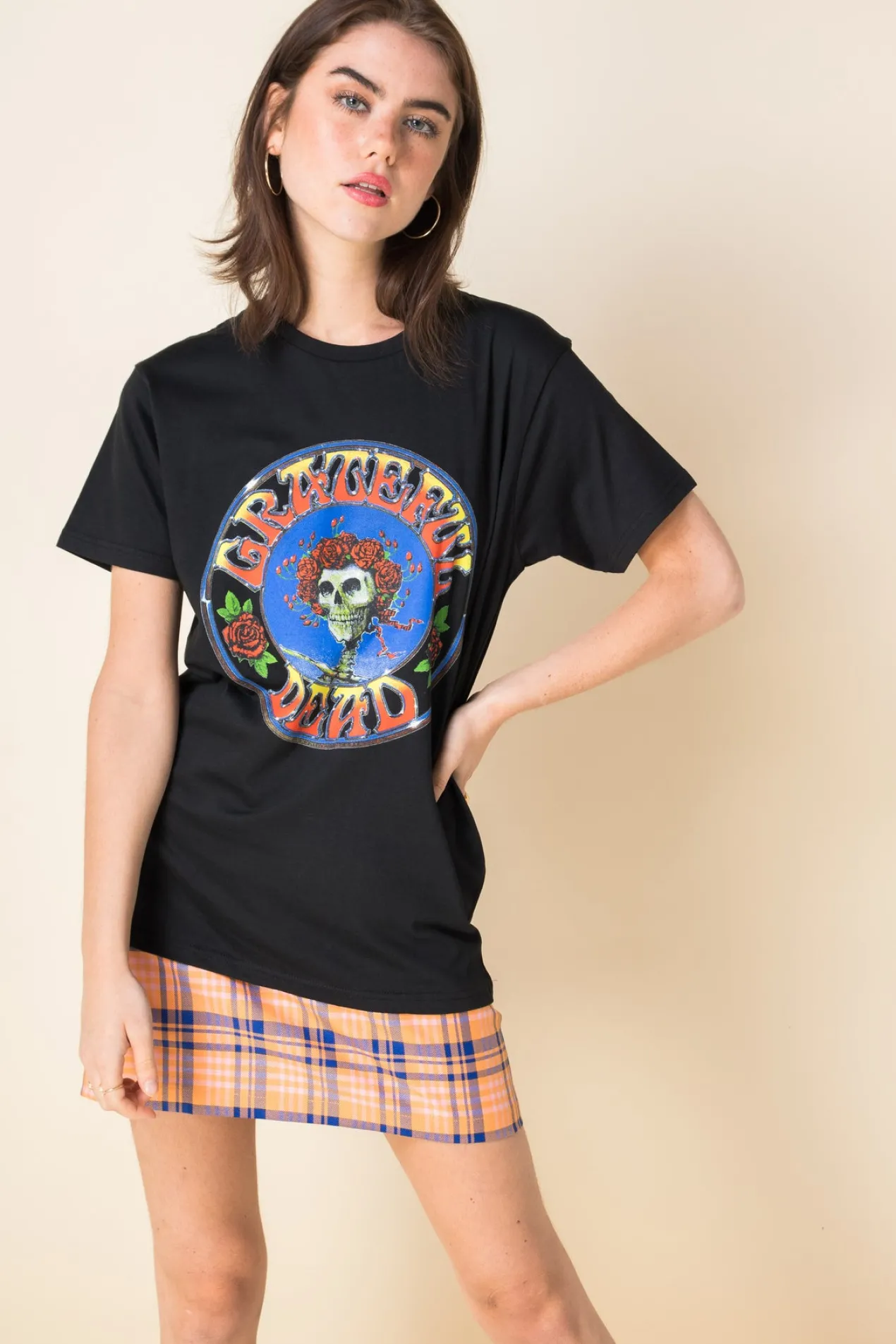 Women Daisy Street T-Shirts-Relaxed T-Shirt with Grateful Dead Print