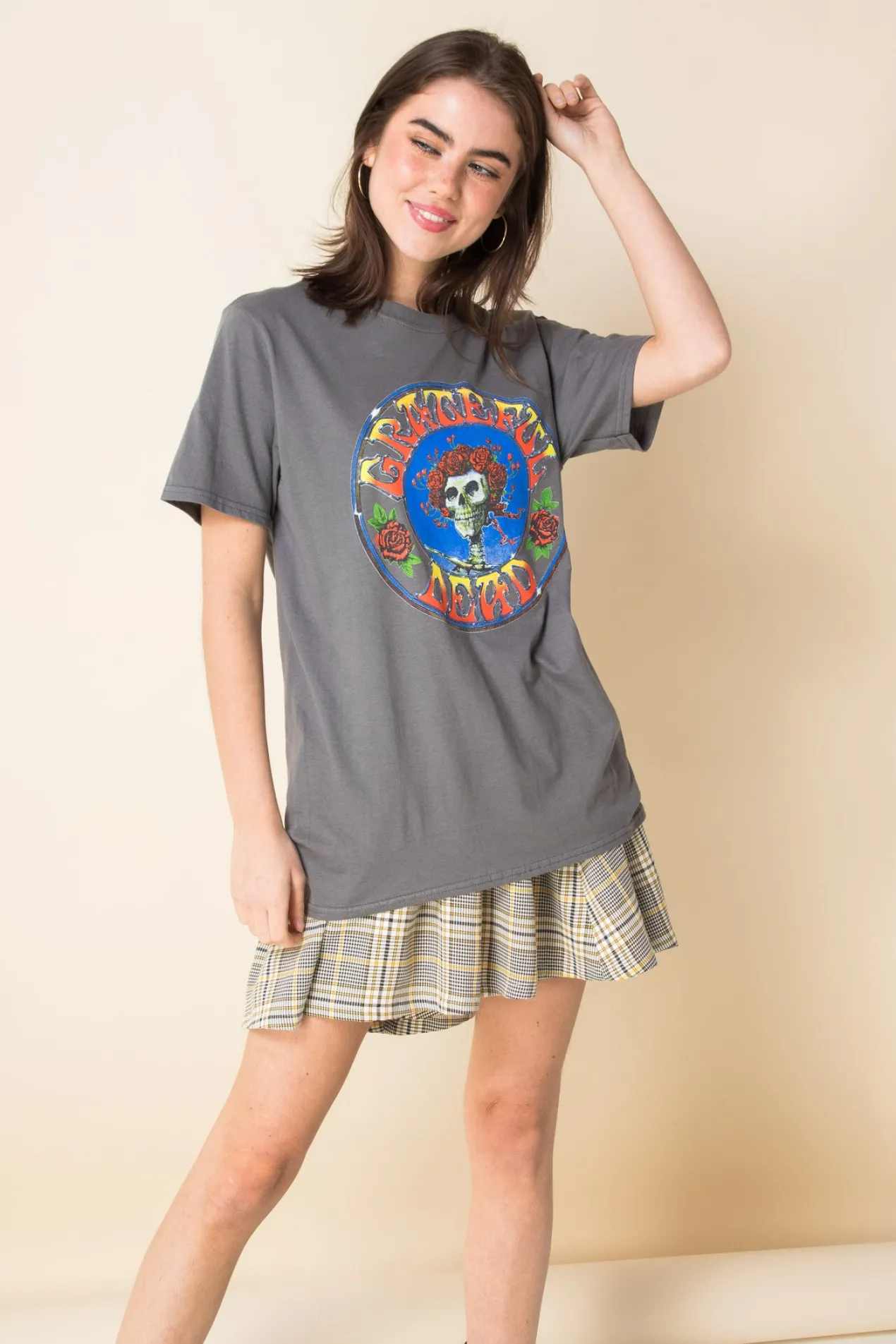Women Daisy Street Band Tees-Relaxed T-Shirt with Grateful Dead Print
