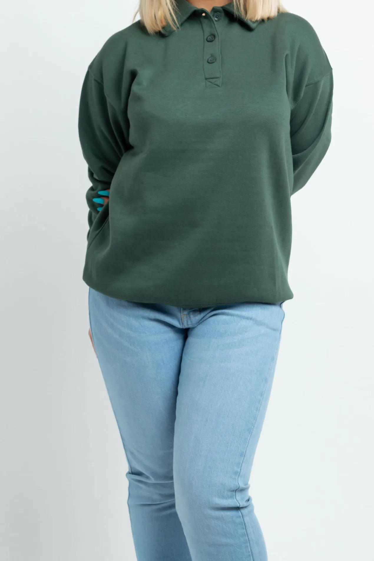 Women Daisy Street Hoodies & Sweatshirts-Rugby Sweatshirt