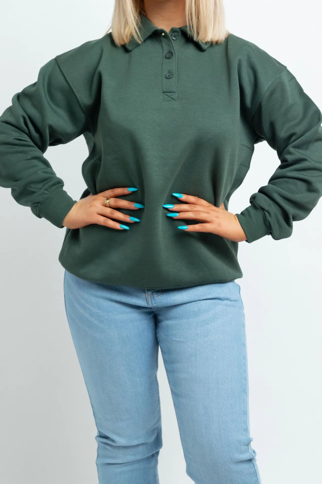 Women Daisy Street Hoodies & Sweatshirts-Rugby Sweatshirt