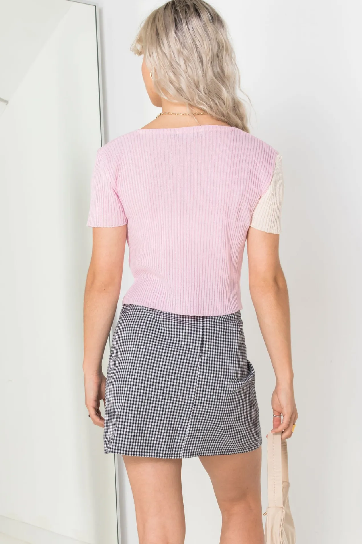 Women Daisy Street Cardigans-90's Cropped Spliced Cardigan in