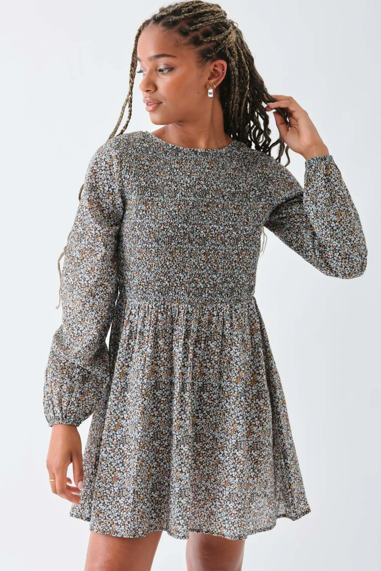 Women Daisy Street Dresses-Shirred Alexis Mini Smock Dress