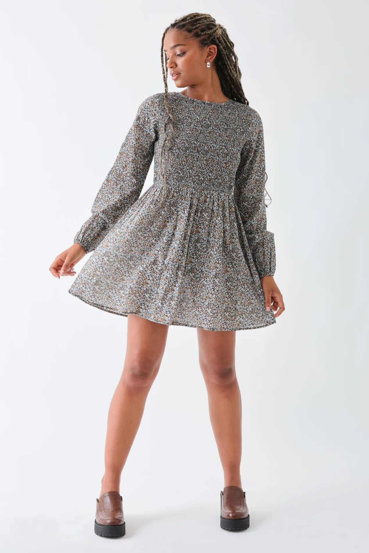 Women Daisy Street Dresses-Shirred Alexis Mini Smock Dress