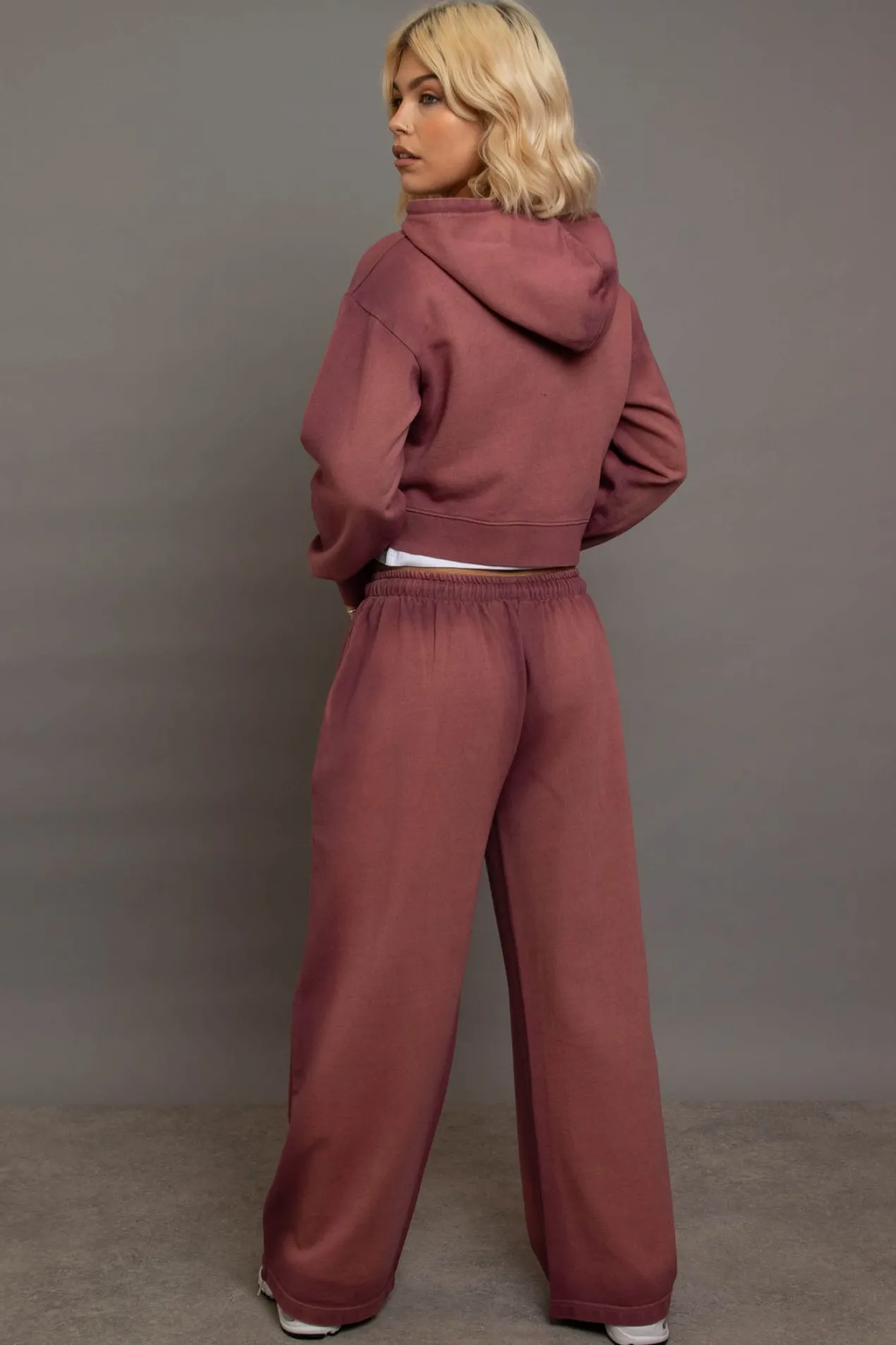 Women Daisy Street Trousers-Terry Wide Leg Joggers