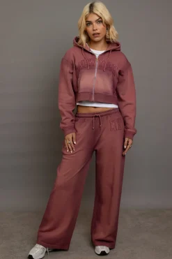 Women Daisy Street Trousers-Terry Wide Leg Joggers