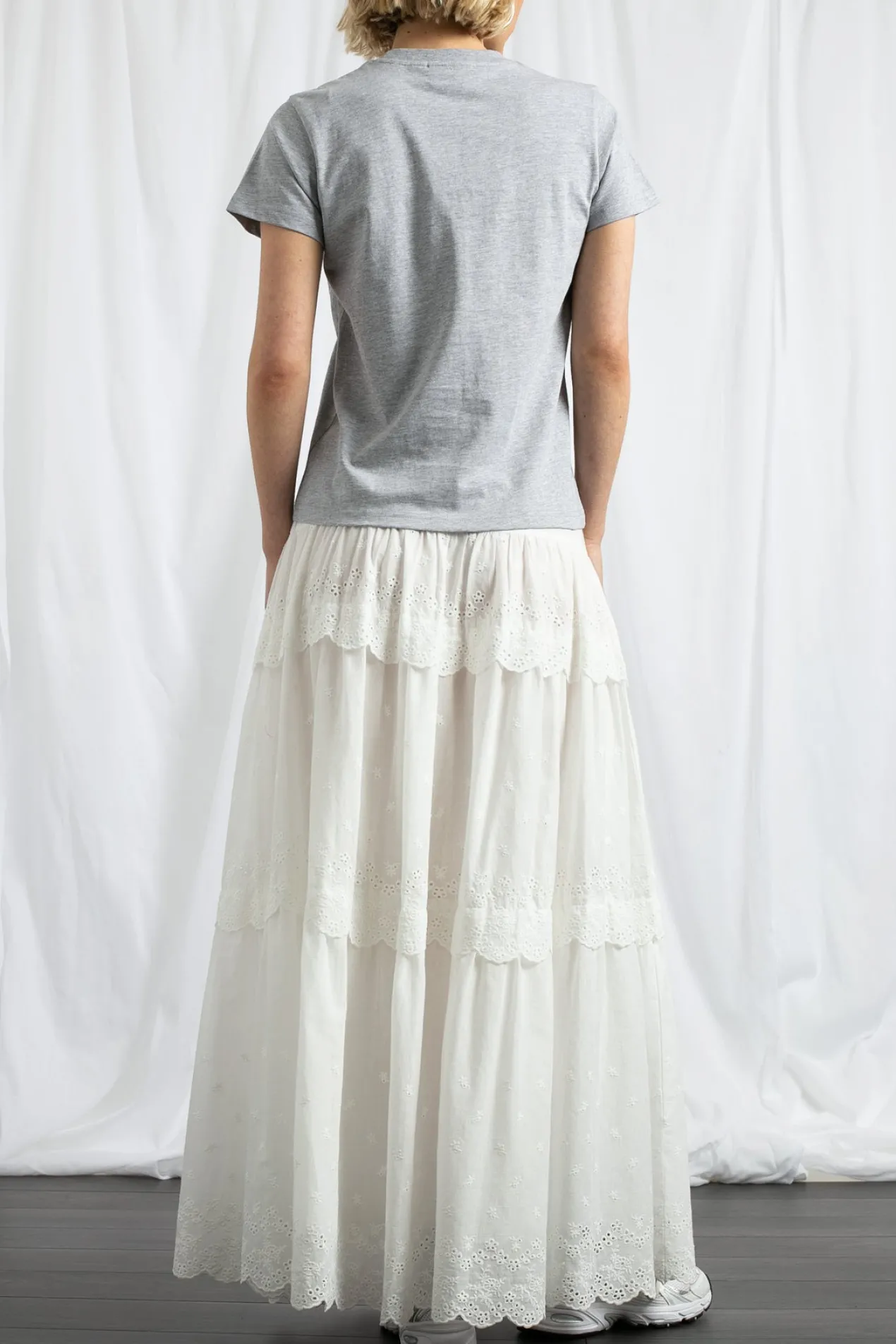 Women Daisy Street Skirts-Three Tiered Maxi Skirt With Elasticated Waist And Broderie Trim