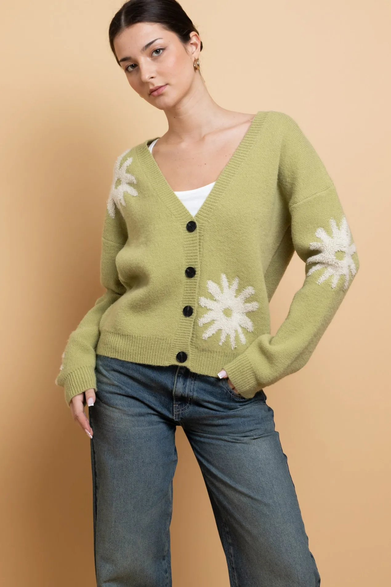 Women Daisy Street Tops | Cardigans-Tufted Intarsia Cardigan