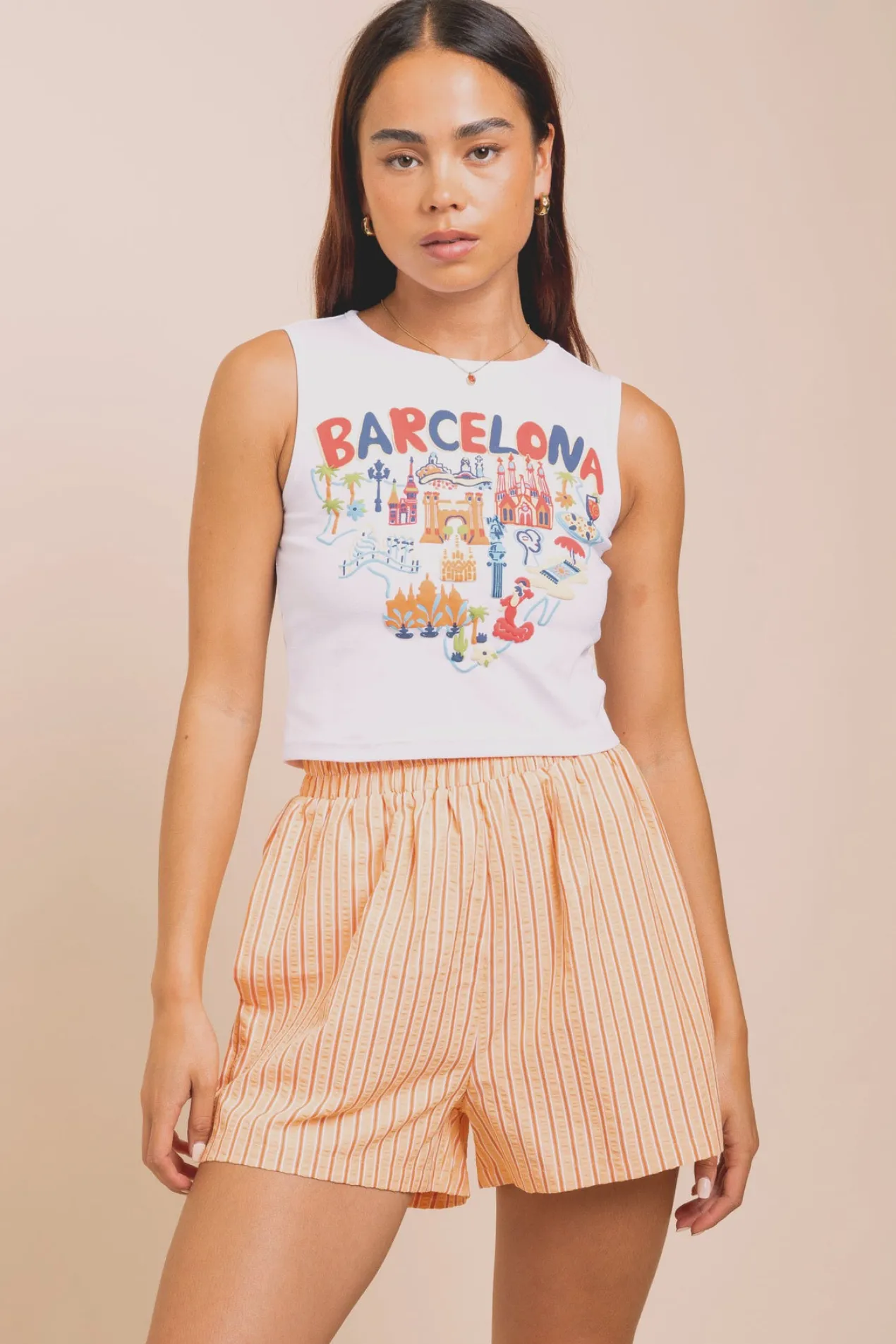 Women Daisy Street Tops-Vest Top With Barcelona Puff Print