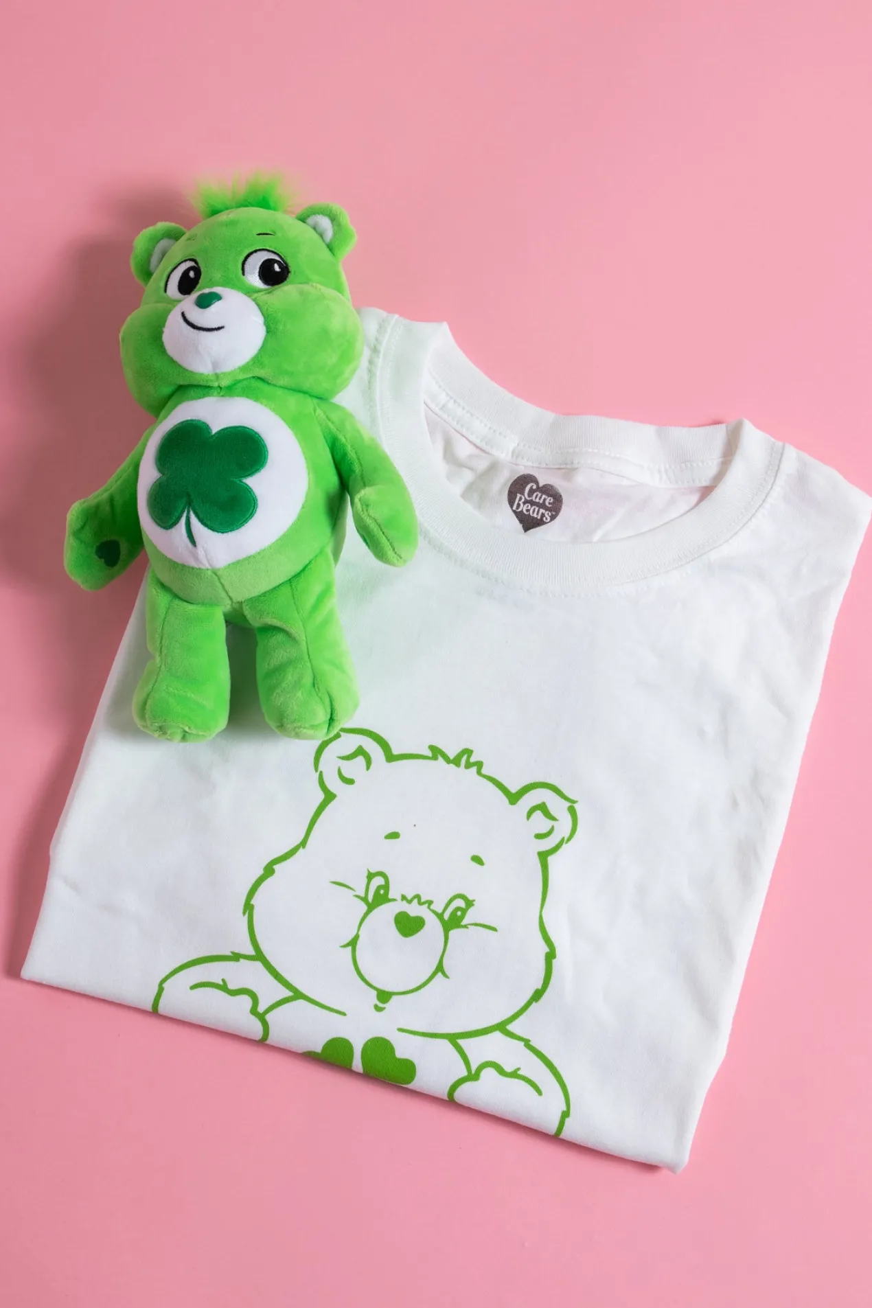 Women Daisy Street T-Shirts-X Care Bears Relaxed with Plush Toy T-Shirt in Green