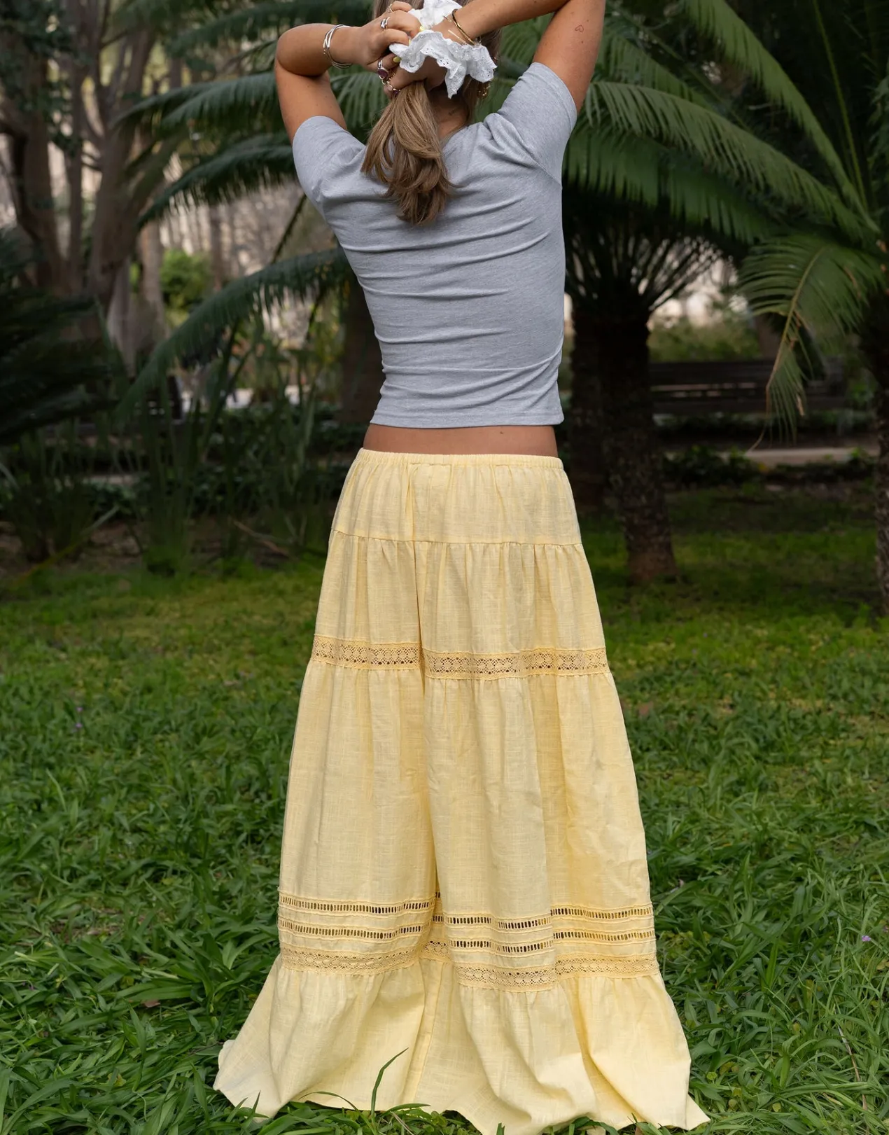 Women Daisy Street Skirts-X Molly Mcfarlane Boho Maxi Tiered Skirt In Buttermilk